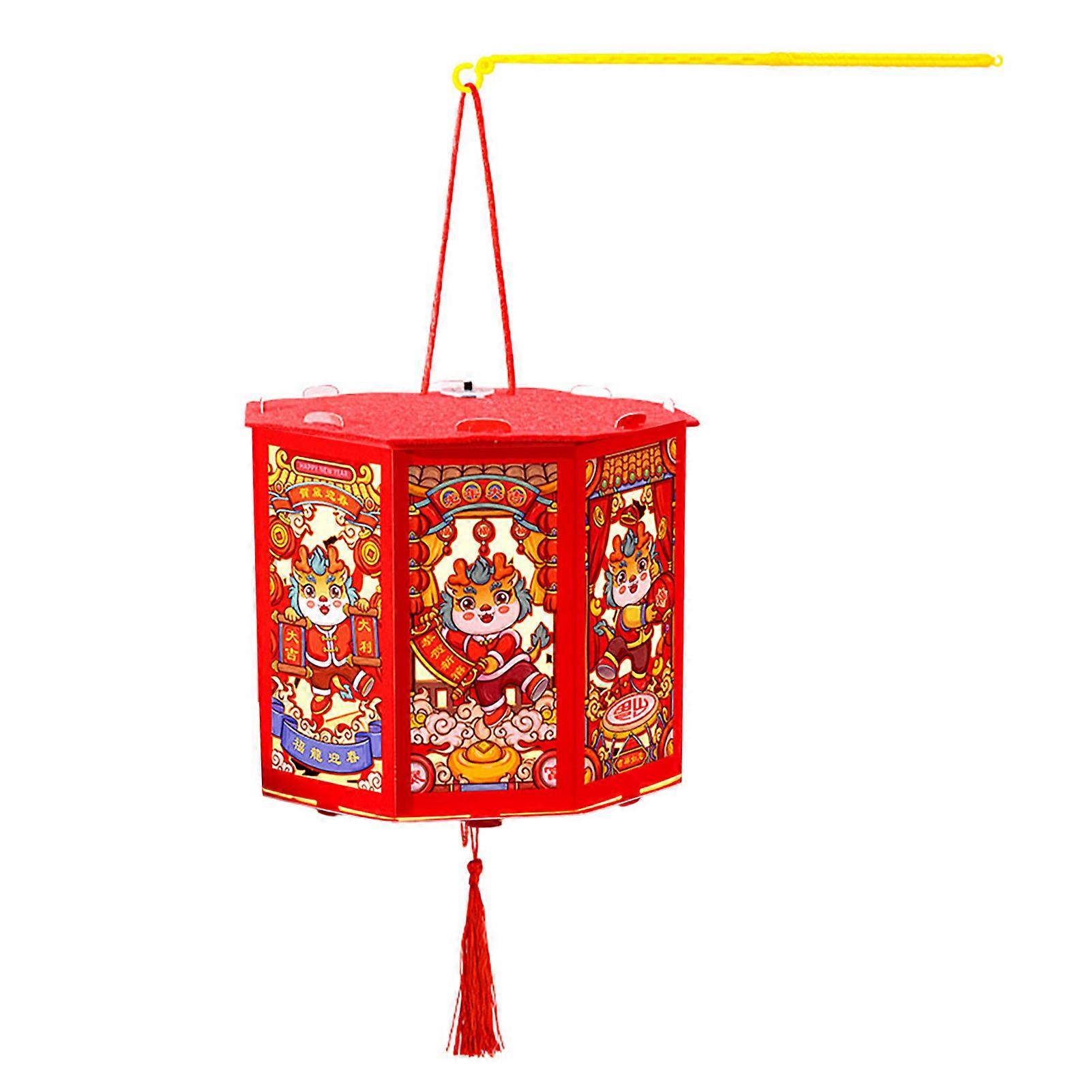 Lantern Material Kit Handcrafted Glowing Lantern Blessing Projection Lantern for Festive New Year Decoration QingHai