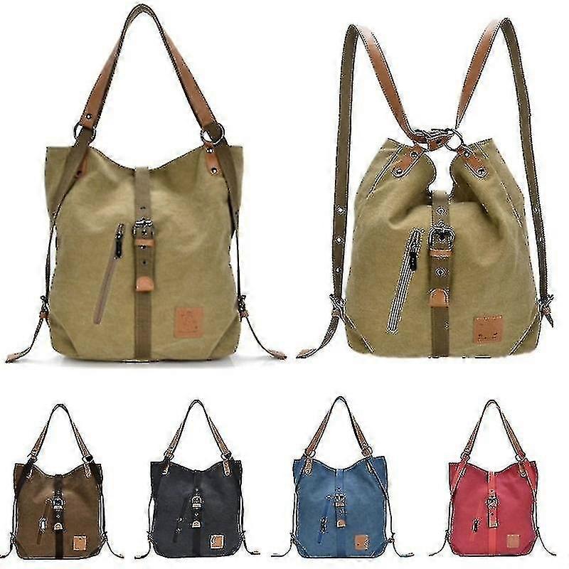 Dual Purpose Rucksack Frauen Canvas Casual Multifunktionale Große Kapazität Mikrofaser Leder Handtasche Umhängetaschen