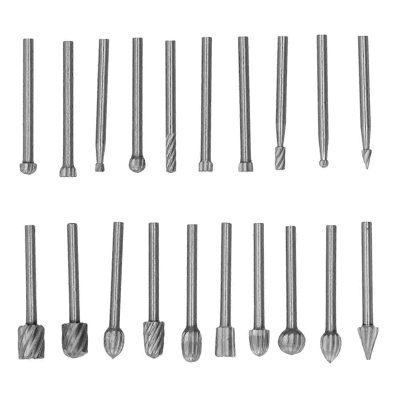 20pcs High Speed Steel Rotary File Diy Grinding Head Set Accessory For Woodworking