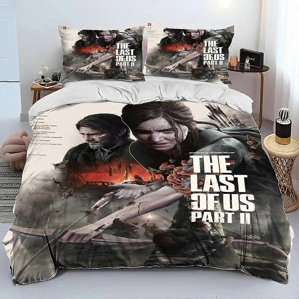 a757 ملاءات سرير The Last of Us Horror TVطقم مفروشات بيدرو غطاء لحاف غطاء سرير غطاء لحاف غطاء وسادة لحاف للأولاد طقم مفروشات من 3 قطع (1 Duve