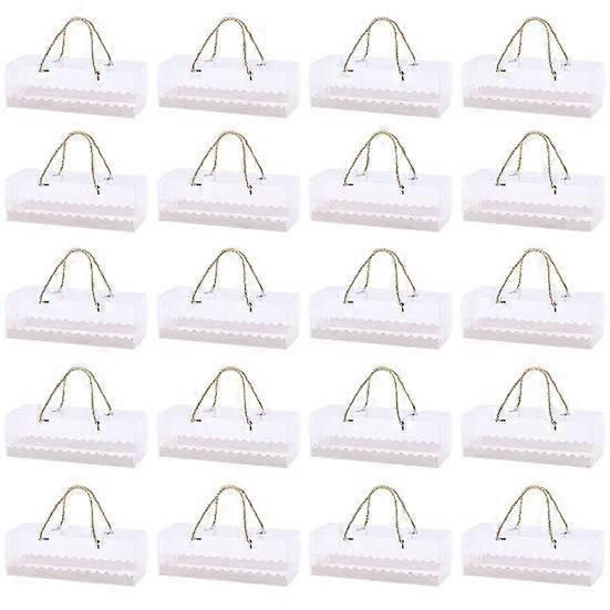 20Pcs Cake Boxes Handheld Easy to Assemble Portable Visible Waterproof Oilproof PET Transparent Design Rectangular