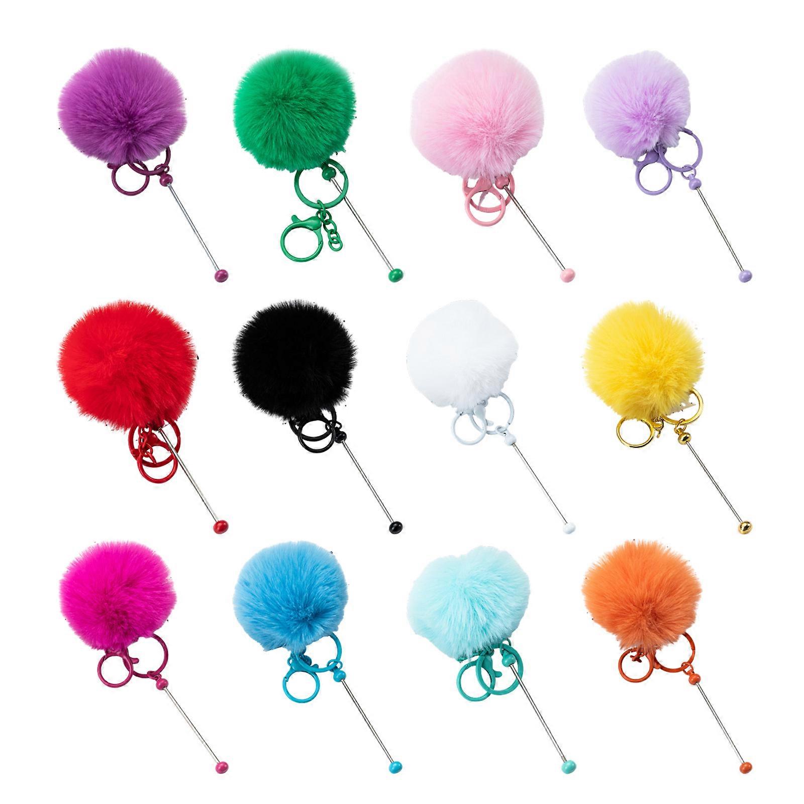 Stylish Beaded Keychain Charm for Crafting Unique Pendants and School Supplies with 12Pcs in Assorted Color Daily Use