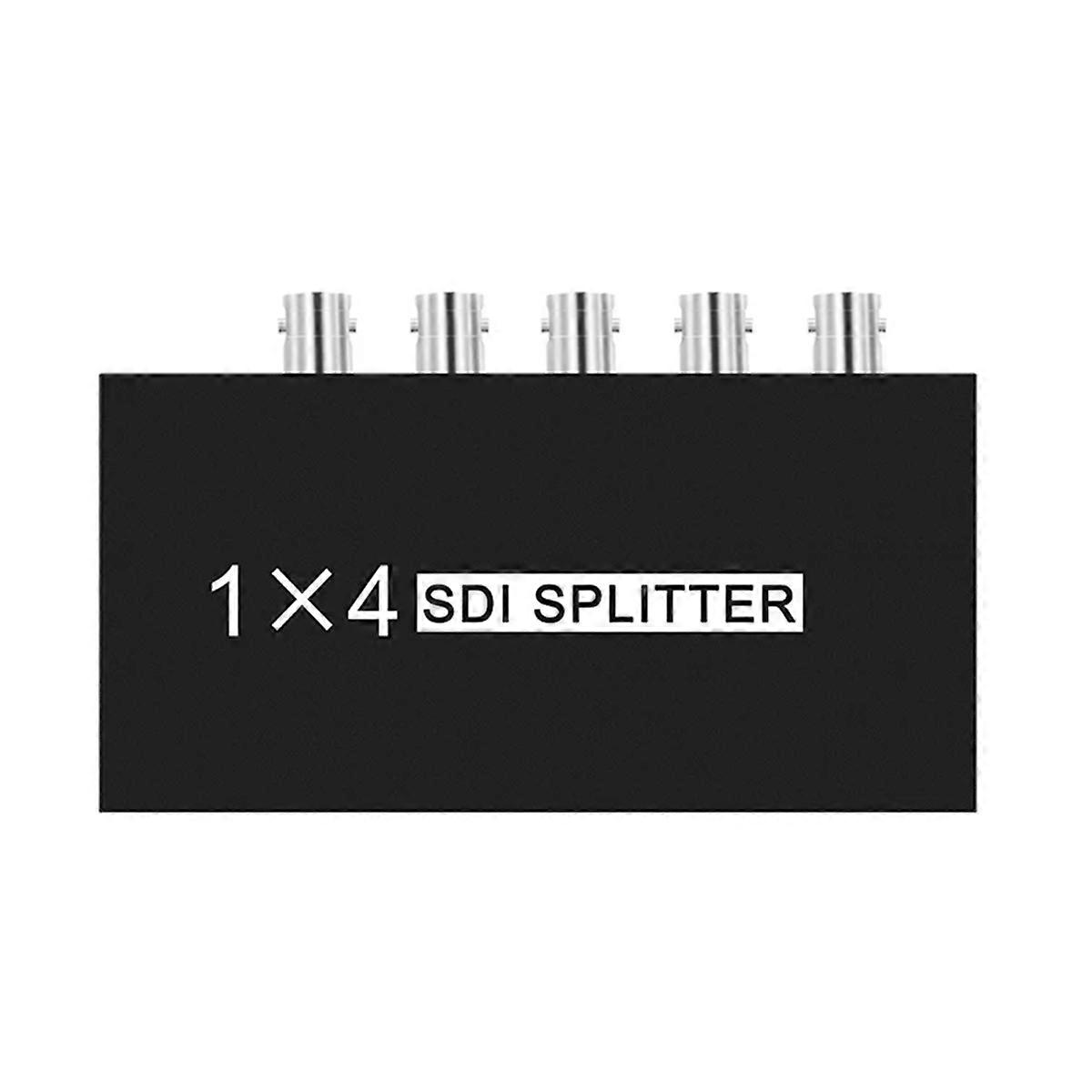 Digital SDI Splitter 1X4 Multimedia Splitter SDI Extender Adapter with 1080P TV Video for Projectors, Monitor-EU Plug