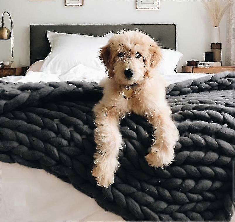 Large Chunky Knitted Thick Blanket, Yarn Woolen Throw Sofa Blanket