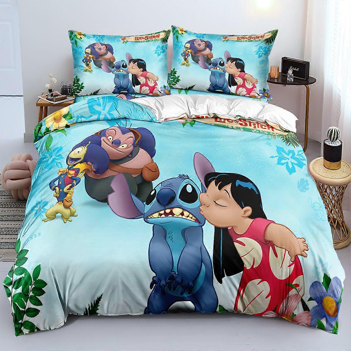 x189 Bed SheetsLilo and Stitch Bedding Set for Adult Kids, Boys Comforter Duvet Cover Set, Colorful Bedding Set with Zipper Closure Piece Set 3-Piece