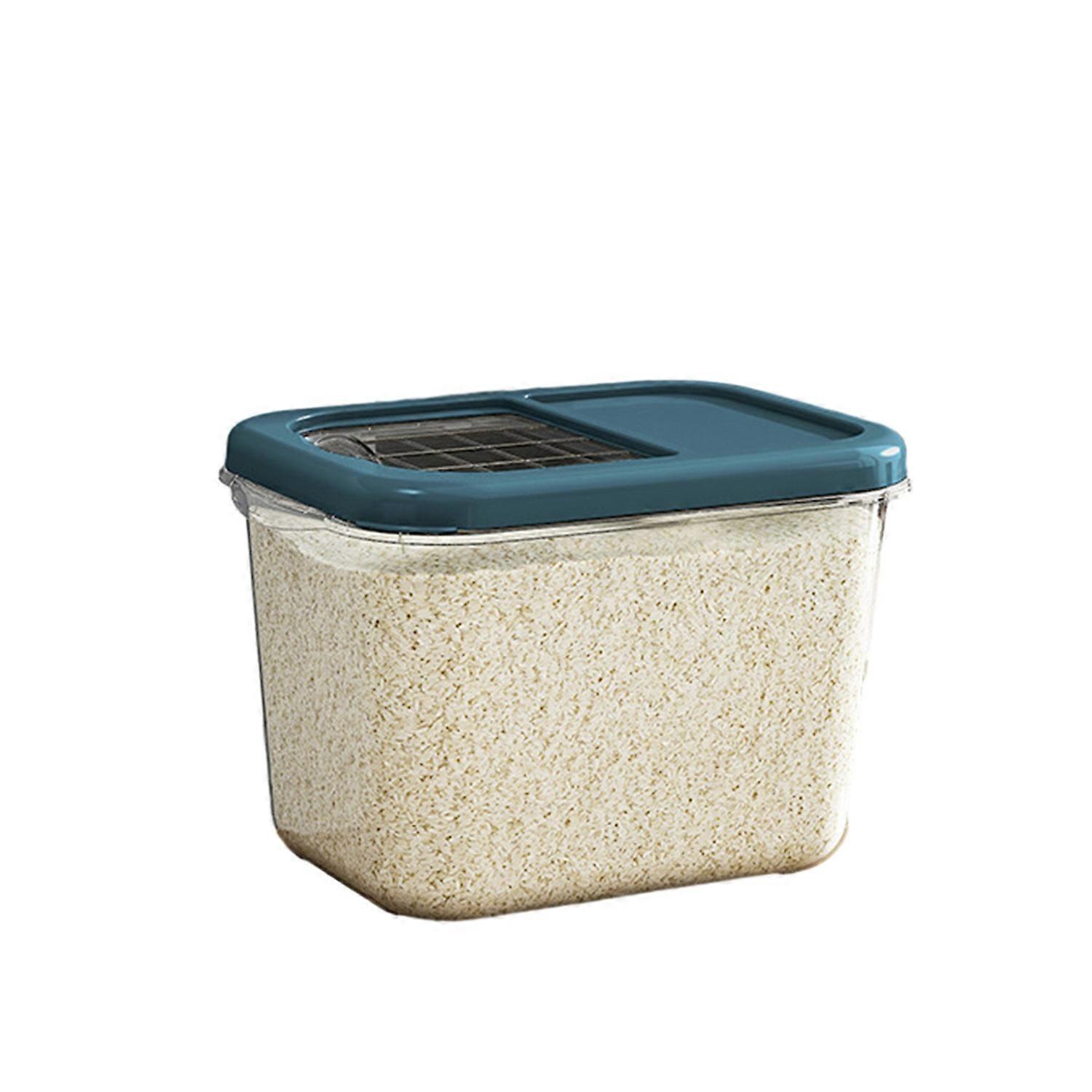 1 Set Rice Bucket Transparent Slide Cover Push-Pull Switch Good Sealing Easy Access Moisture-proof