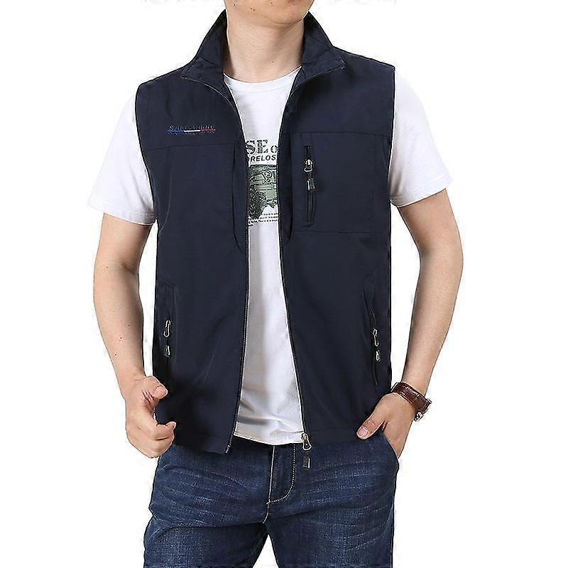 Men's Waistcoat Jackets Vest Summer Solid Color Stand Collar Climbing Hiking Work Sleeveless with Pocket