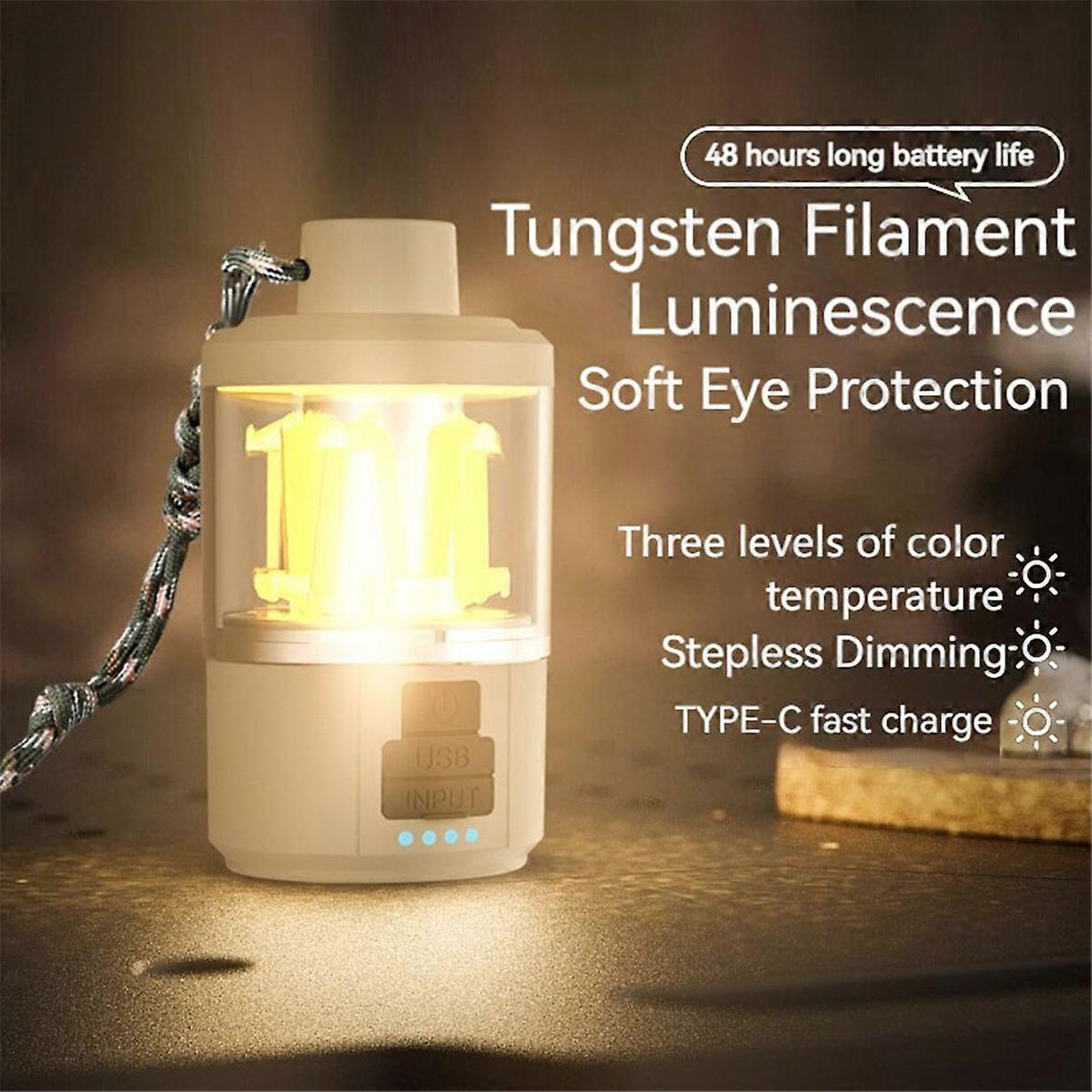 Portable COB Warm Camping Lights Strong LED Lantern Flashlight Rechargeable Outdoor Emergency Fishi