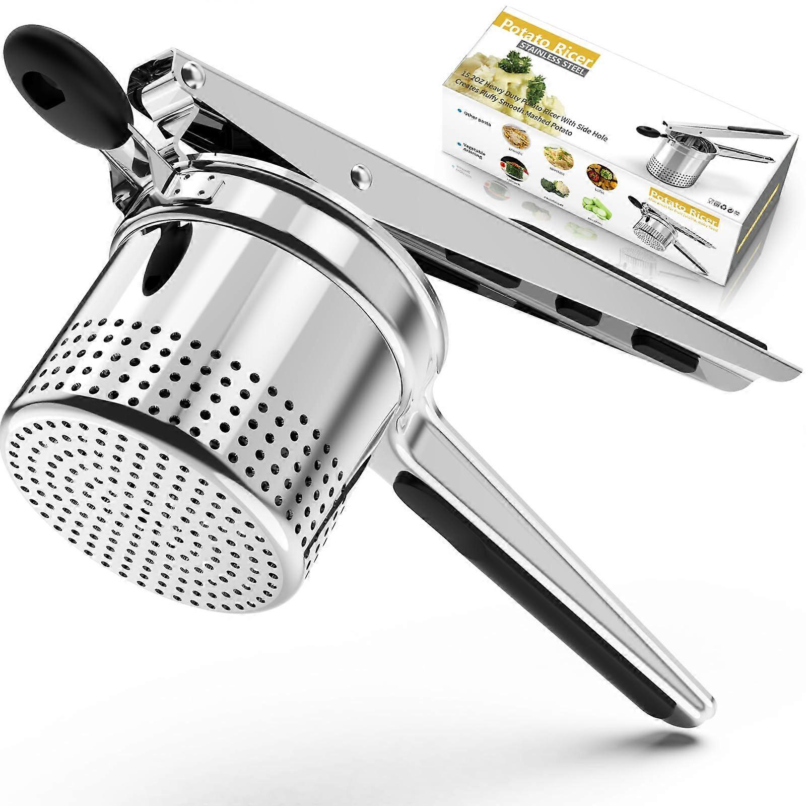 15 oz Potato Ricer, Stainless Steel with Comfort Non-slip Silicone Handle for Fluffy Mashed Potatoes