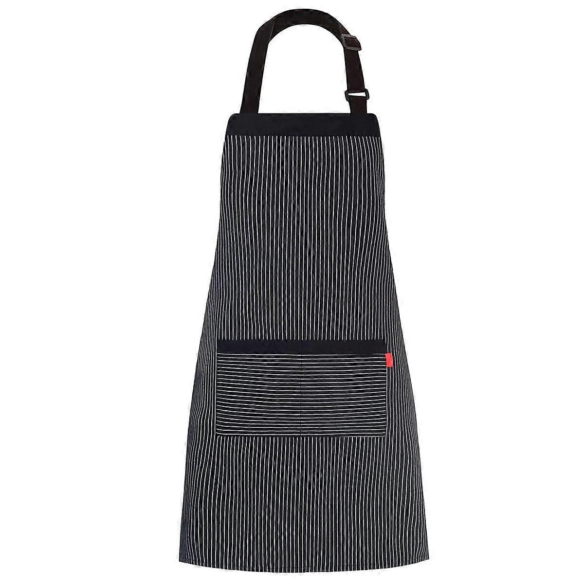 Unisex Kitchen Apron, 3 Pockets, Long Ties, Adjustable Bib Apron