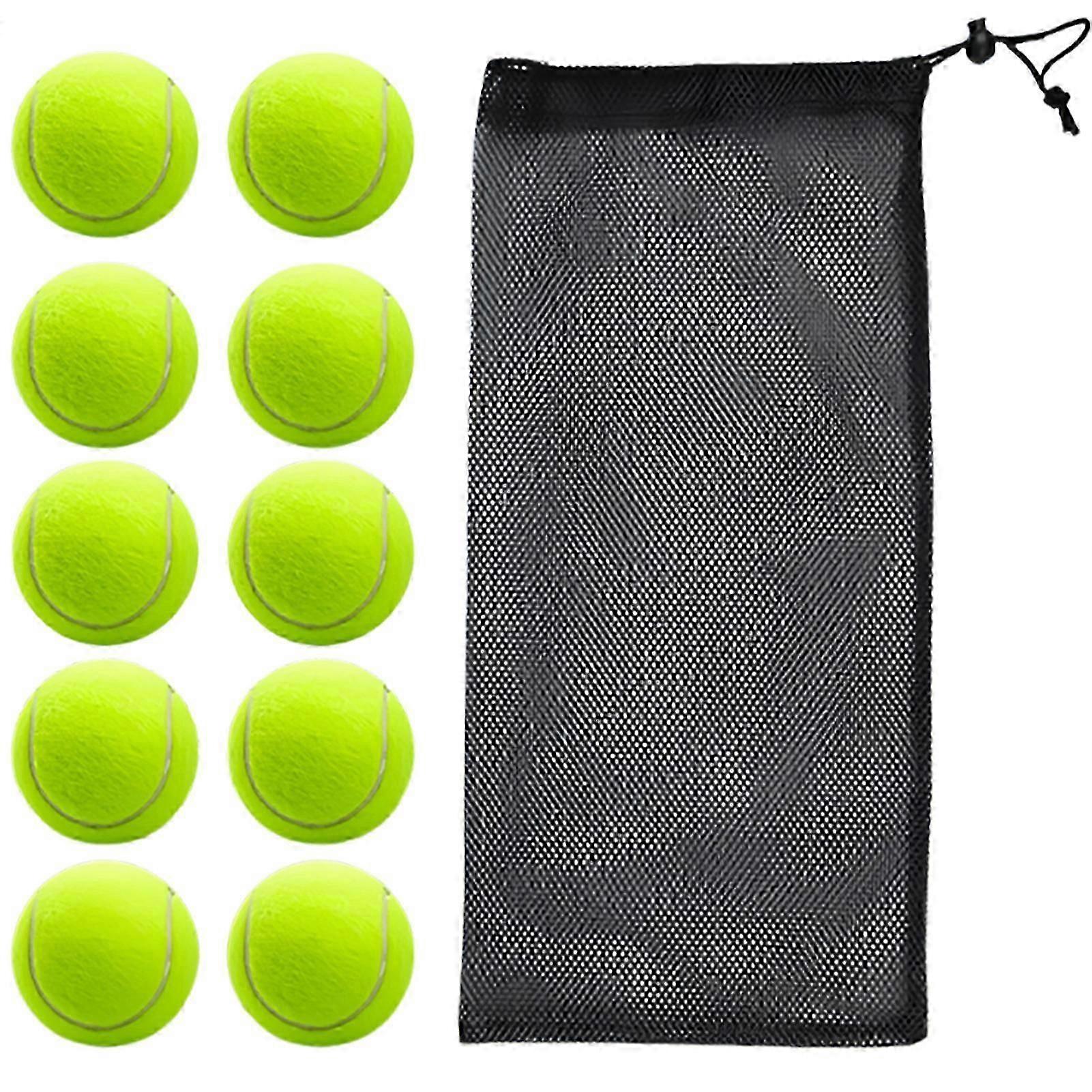 10pcs Tennis Balls Practice High Resilience Training Balls with Mesh Bag for Beginners Competition