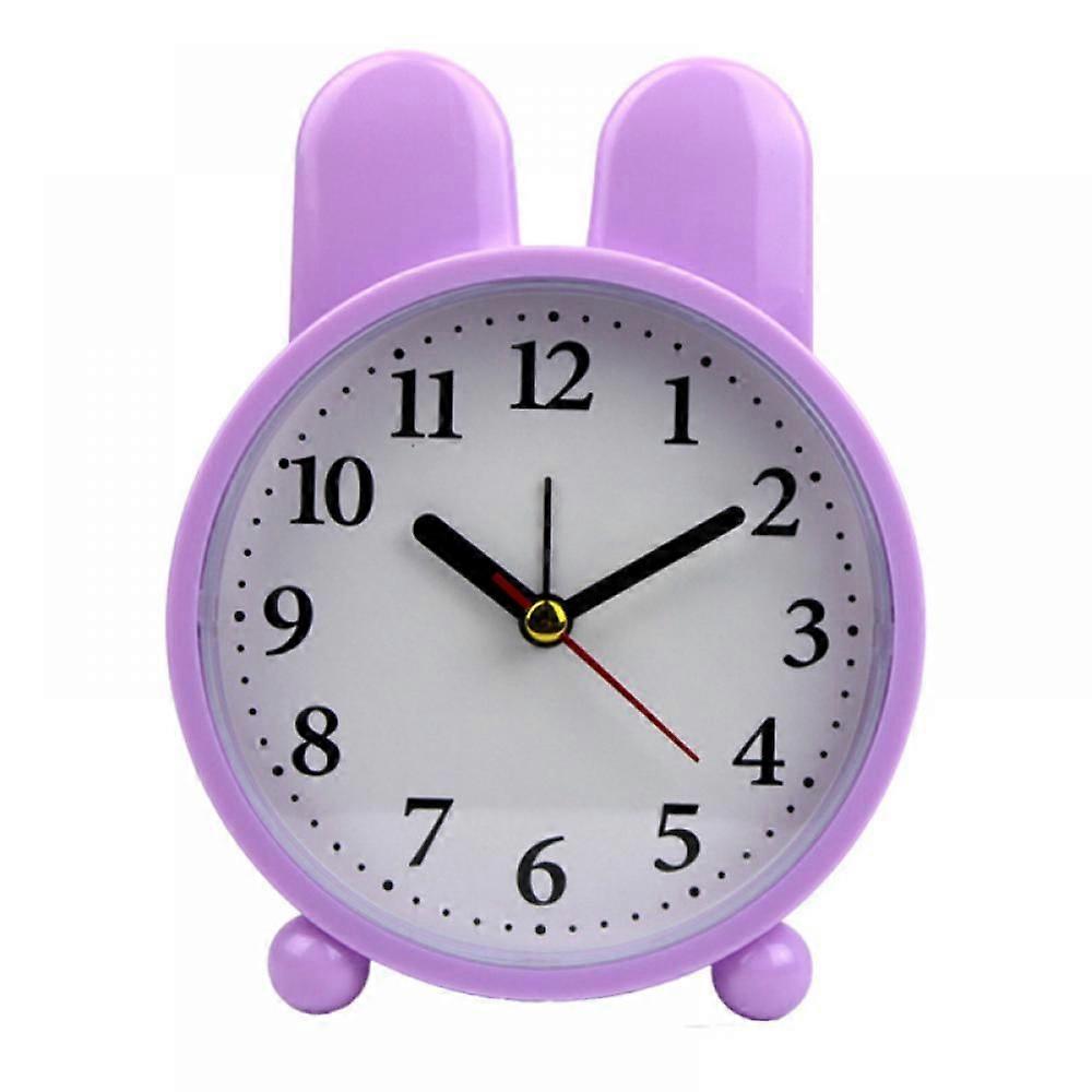 SAYTAY Children's Alarm Clock, Cartoon Alarm Clock Little Rabbit Alarm Clock , Student Children's Home Decoration Desktop Clock(Purple Without Pattern