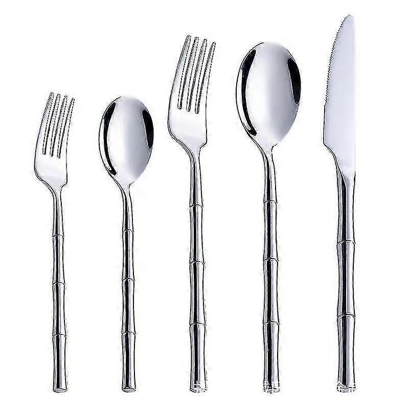 Wabjtam Bamboo 5 Piece Flatware Set, Servicio para 1