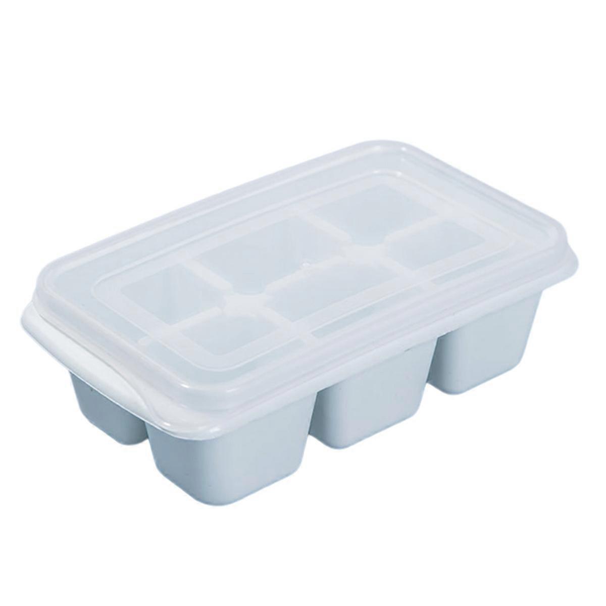 Ice Tray,Easy Cleaning Stackable Design Soft Compact Ice Cube Tray with Lid for Freezer,Blue White