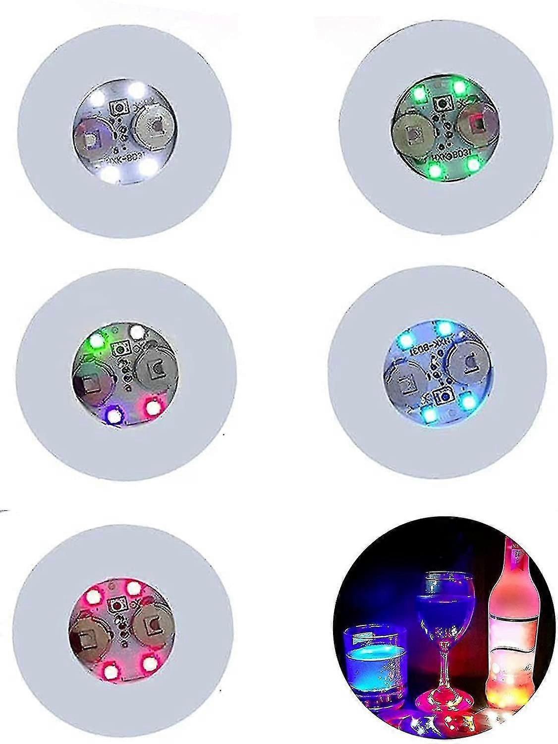 導かれたコースター、20個のカラフルなLedステッカー、イルミネーションバードリンクコースター、ビールのためのトンネル/ボトルライト、ワイン、グラス、ドリンク、ホーム、点滅光