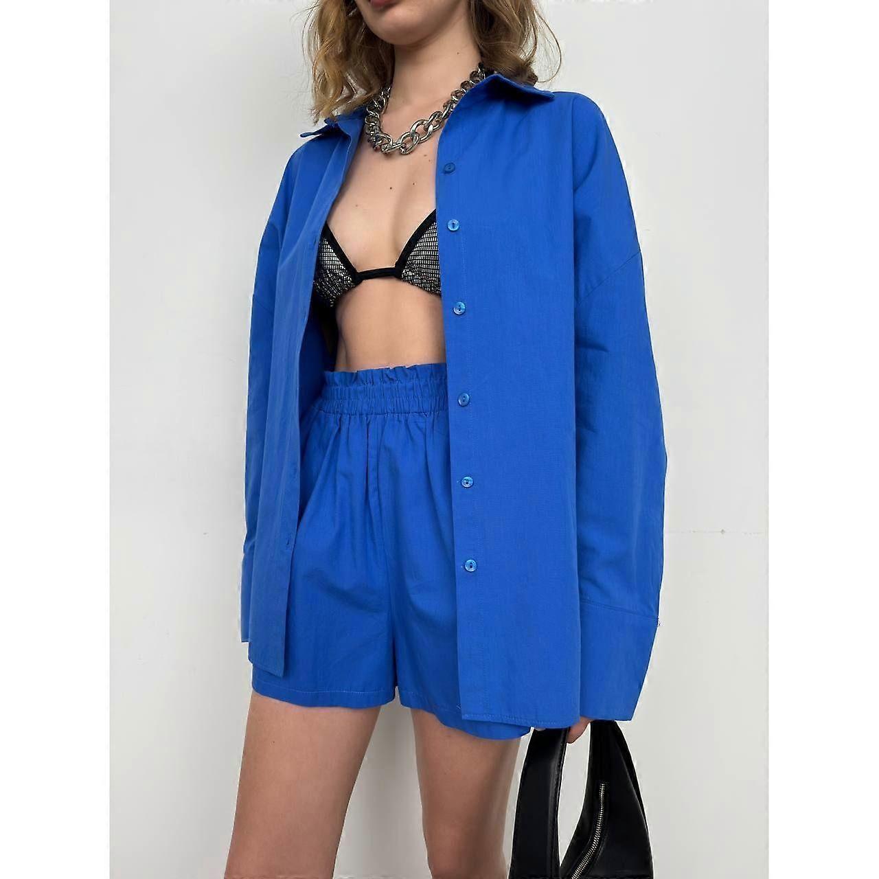 Womens Oversize Shirt And  Shorts 2 Pc Set