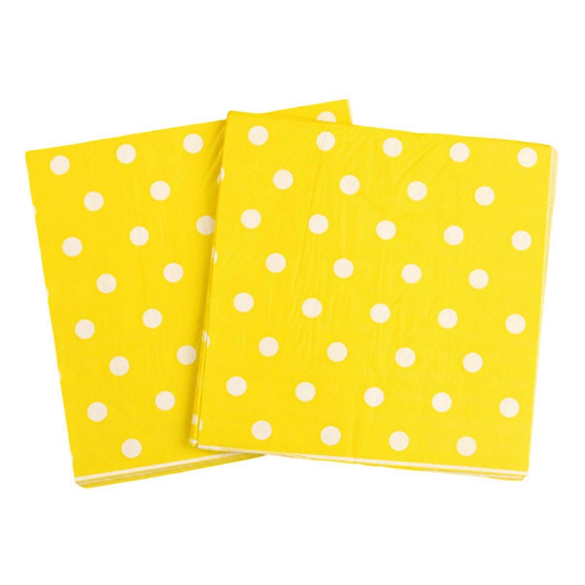 Elegant Design Polka Dot Print Napkins for Family Occasions, Biodegradable Yellow Paper Napkins