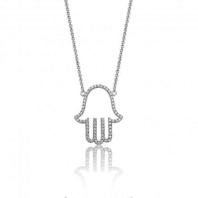 Silver & Co Large Fine Open Cubic Zirconia Hamsa Pendant SPG0046