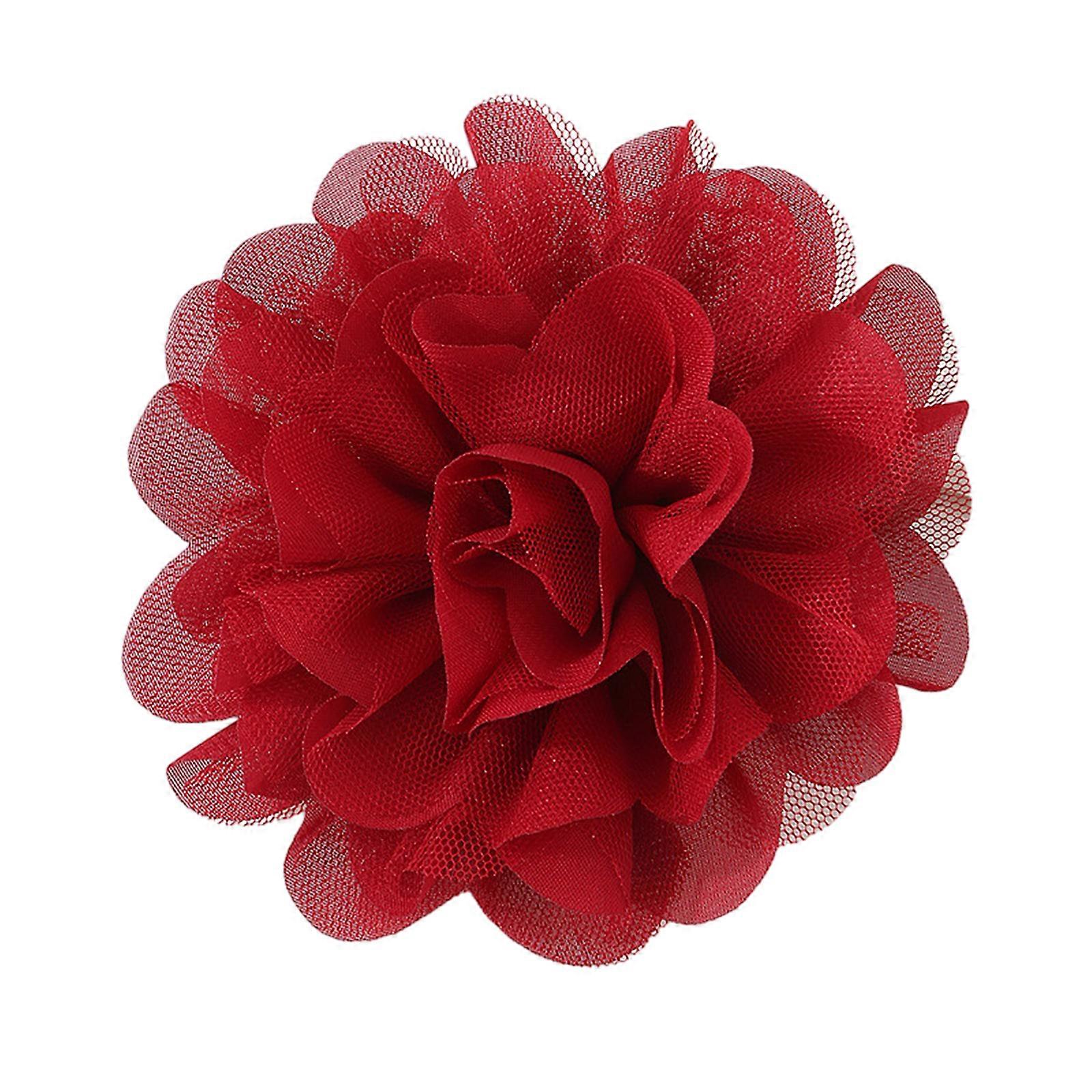 Lovely Mesh Flower Brooch Adornment Stylish Mesh Flower Lapel Pin Accessory Lightweight and Durable Brooch Pin Charm Red