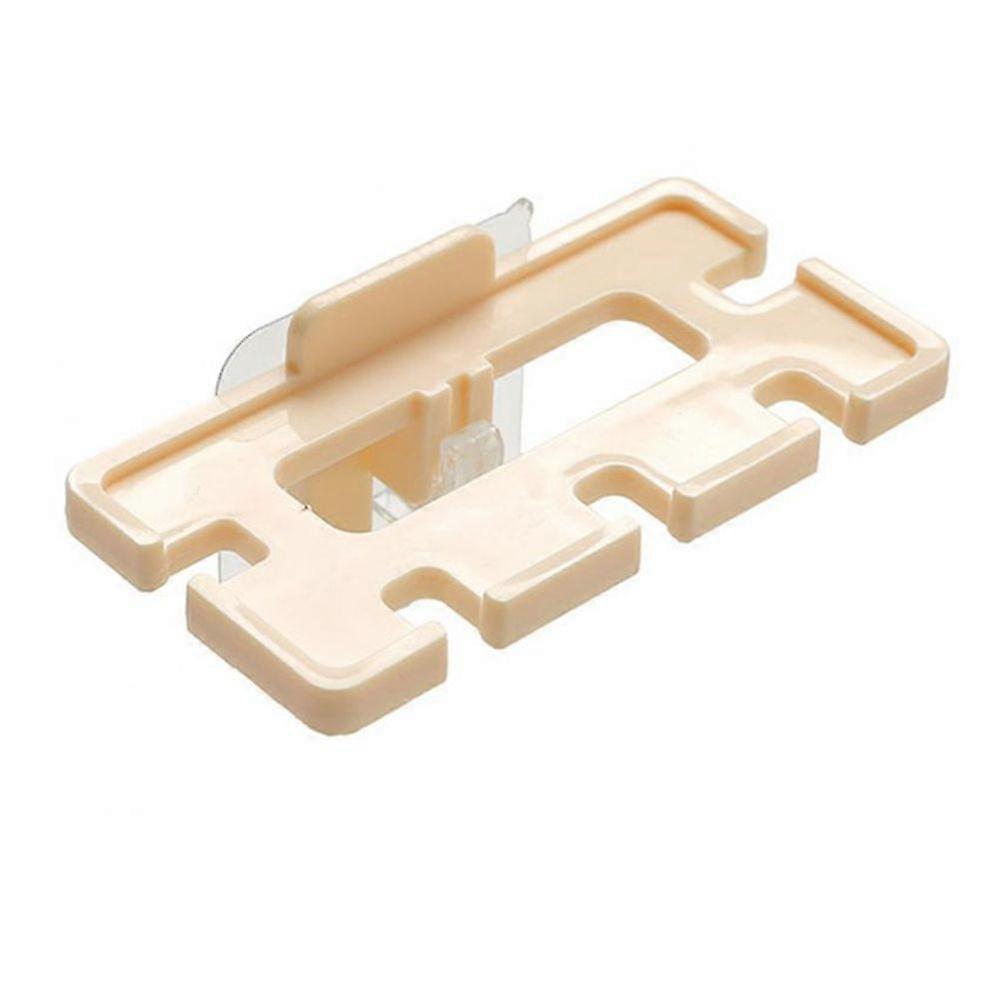 Adhesive Plastic Toothbrush Rack Home Bathroom Toothpaste Storage Holder Organizer(Beige)