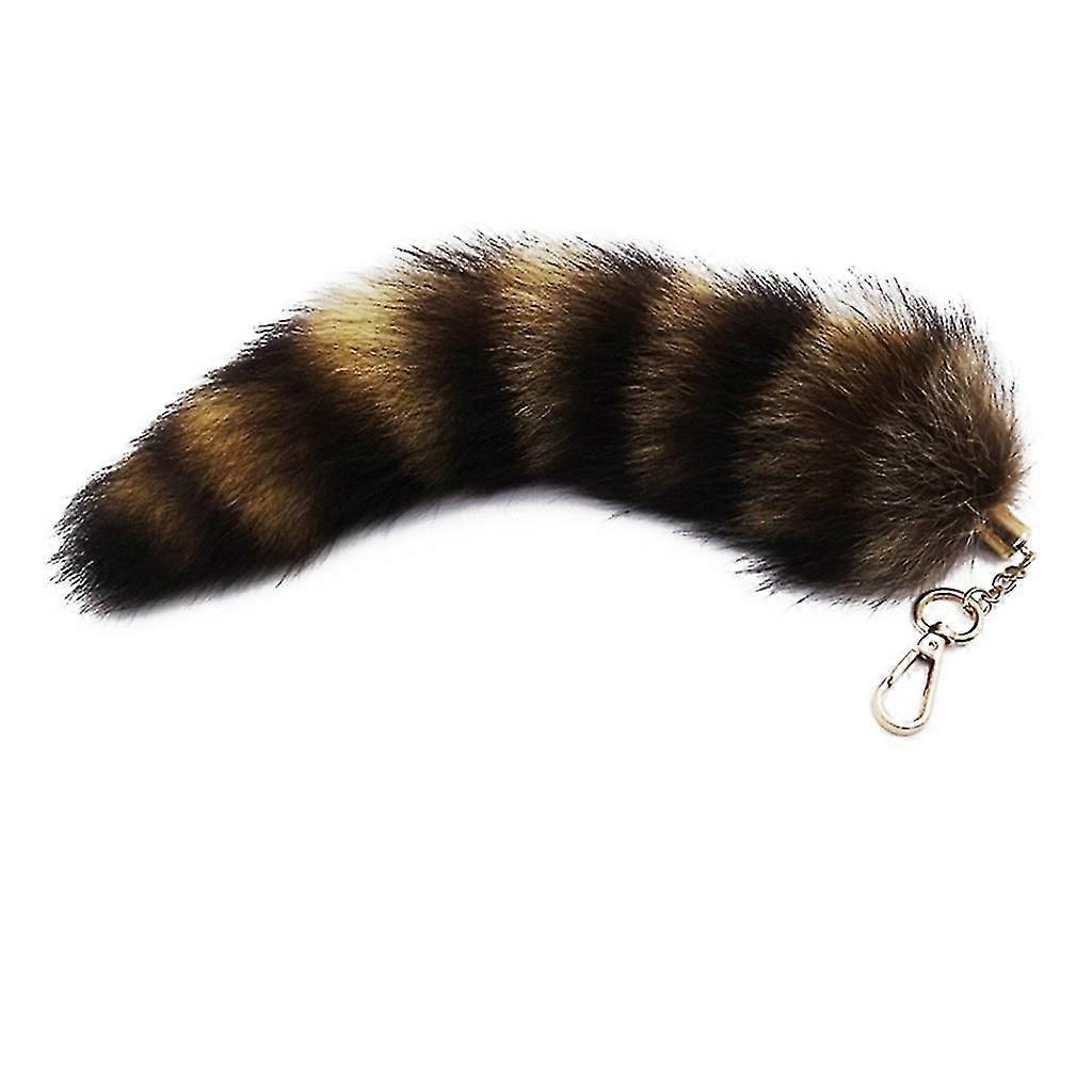 Raccoon Tail Key-Ring Fluffy Tails Chain Keychain Personalized Animal Keyring