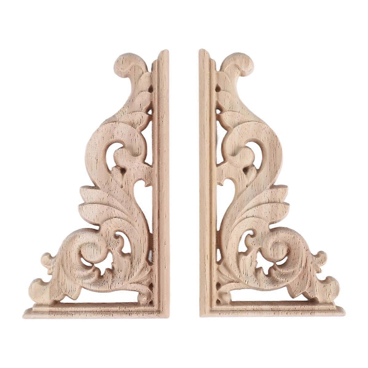 2pcs left+right Wooden Corner Onlay Furniture Wall Frame Applique