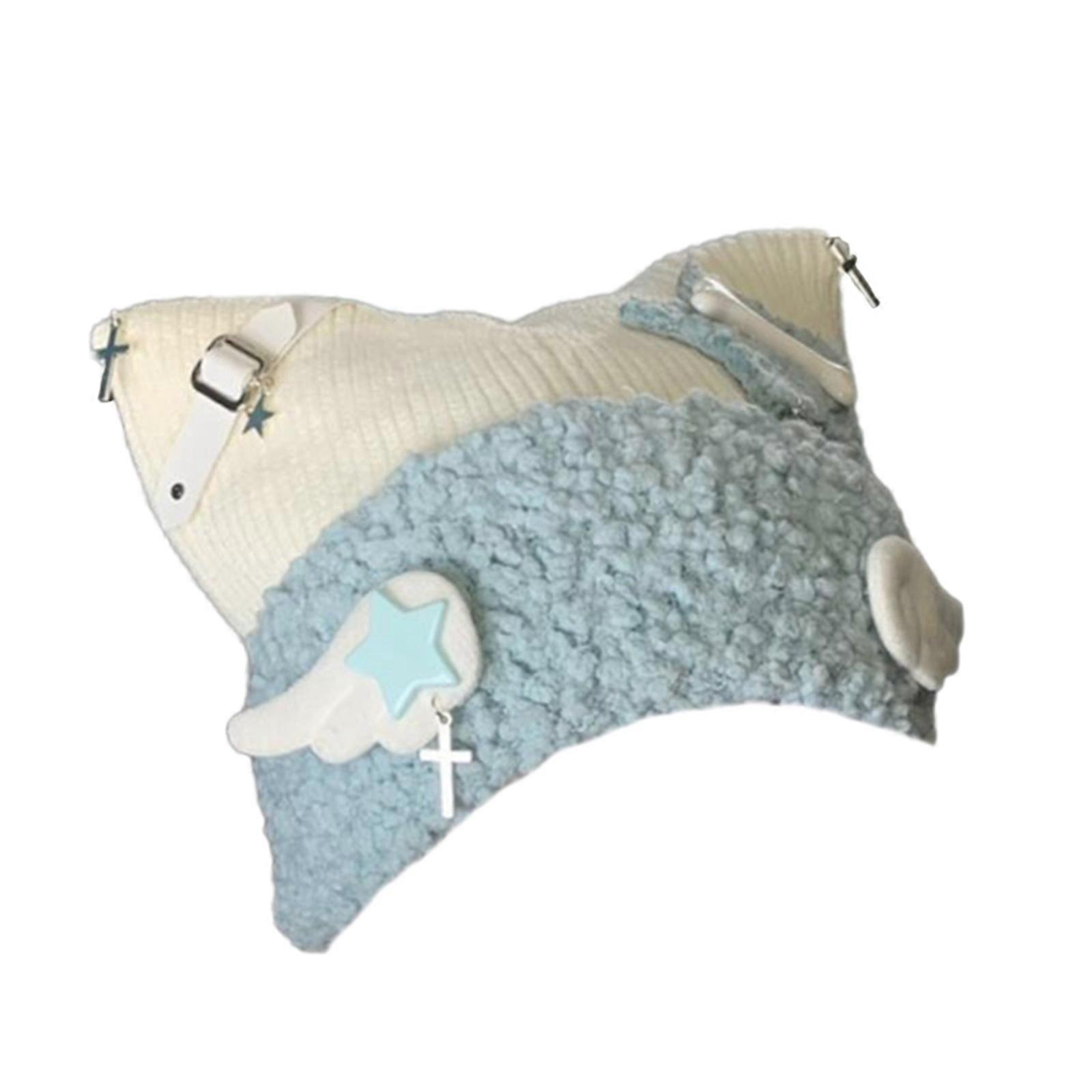 Knitted Slouchy Woolen Beanie Hat for Womens Winter Soft Warm Ladies Woolen Knitted Skull Beanies Caps  White blue