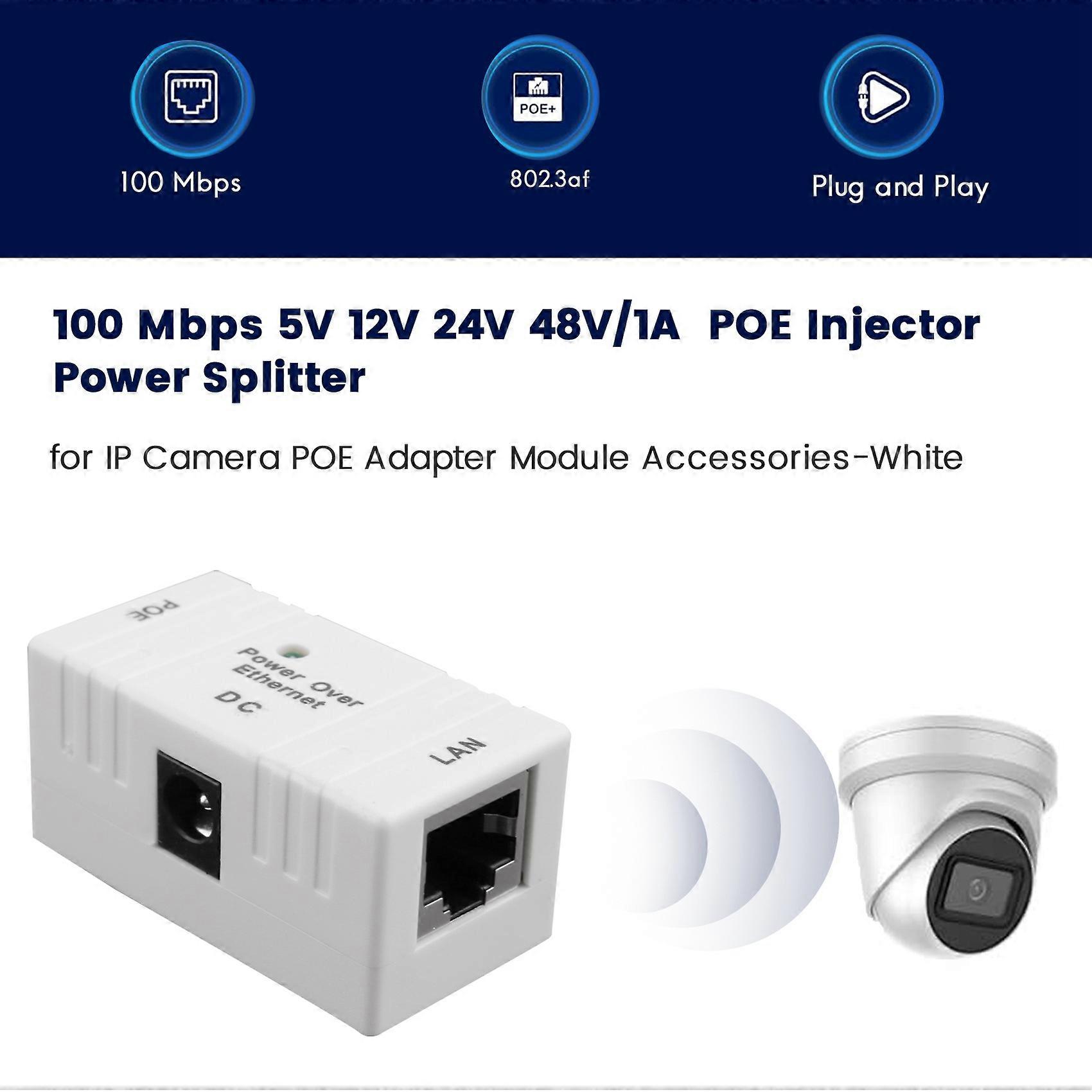 100 Mbps 5V 12V 24V 48V/1A for IP Camera POE Adapter Module -White ...