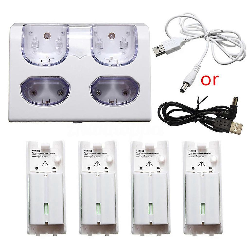 4 in 1 LED Remote Control Charging Dock Station + Rechargeable 4 x 2800mAh Battery USB Cable for  / for  u  White