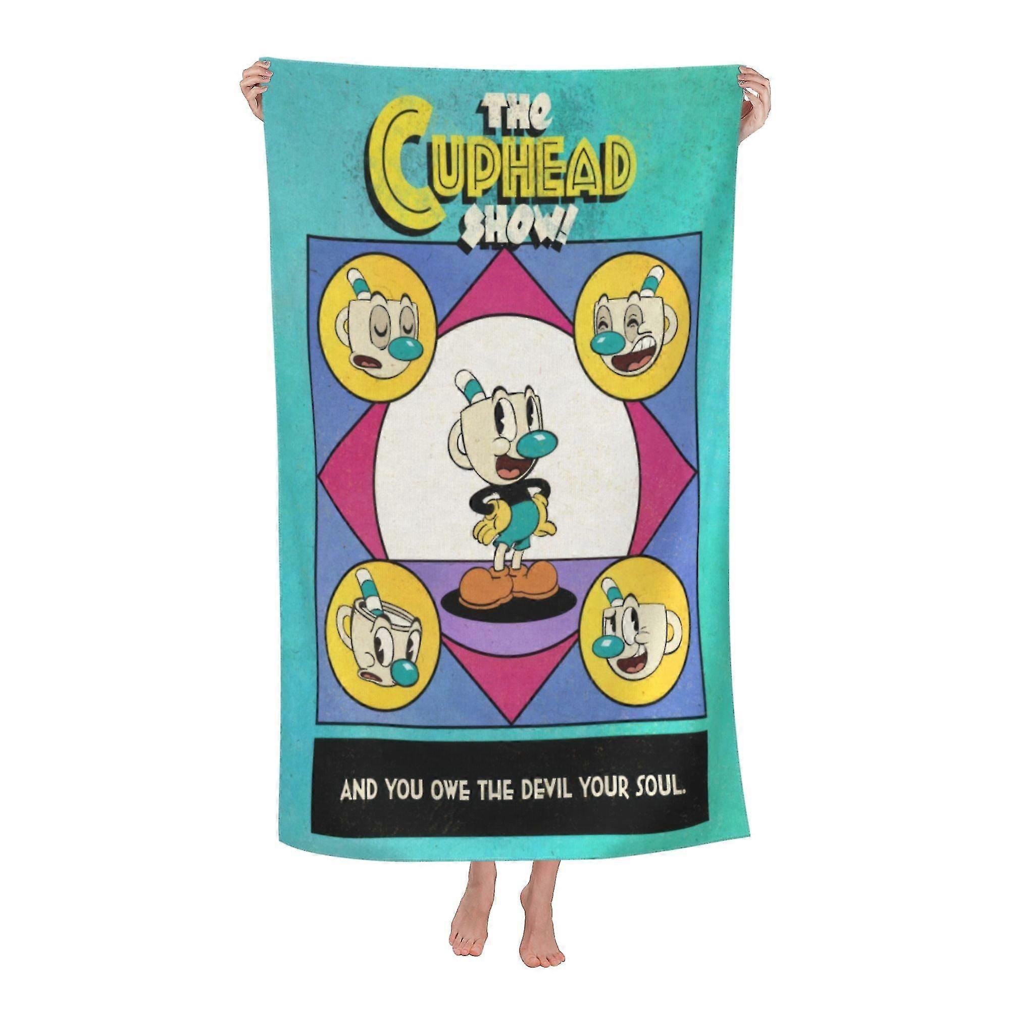 Cuphead Beach Towel, Large Microfiber Bath Towel