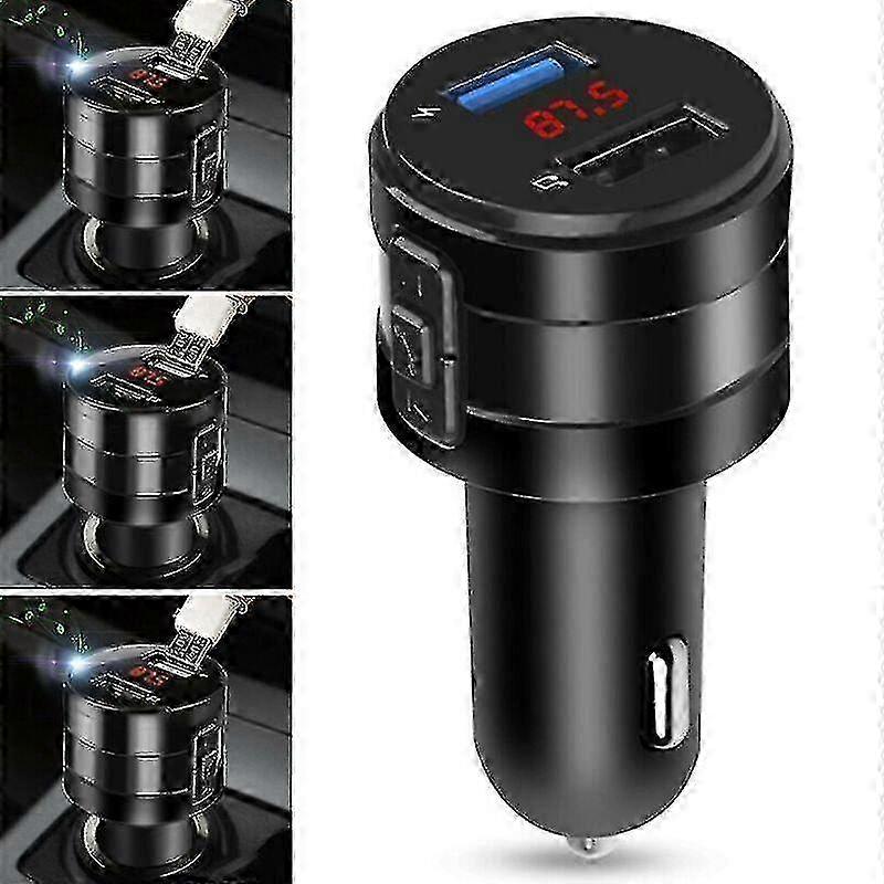 Fast Car Dual Usb Charger Cigarette Lighter Socket Adapter Handsfree Bluetooth