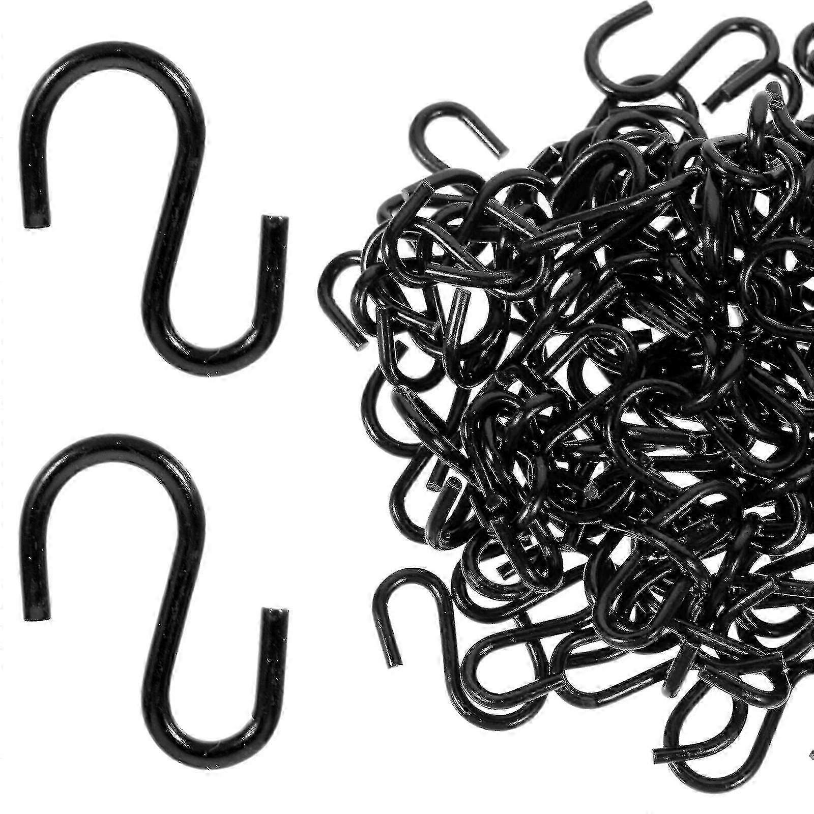 100pcs Black Heavy Duty S-Hook Hangers