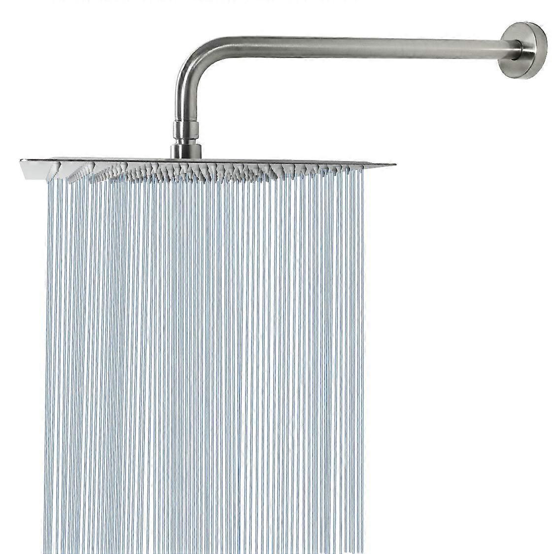 Rain Shower Head with Extension Arm, Nearmoon Stainless Steel Square Shower Head, Large Size, Modern Design