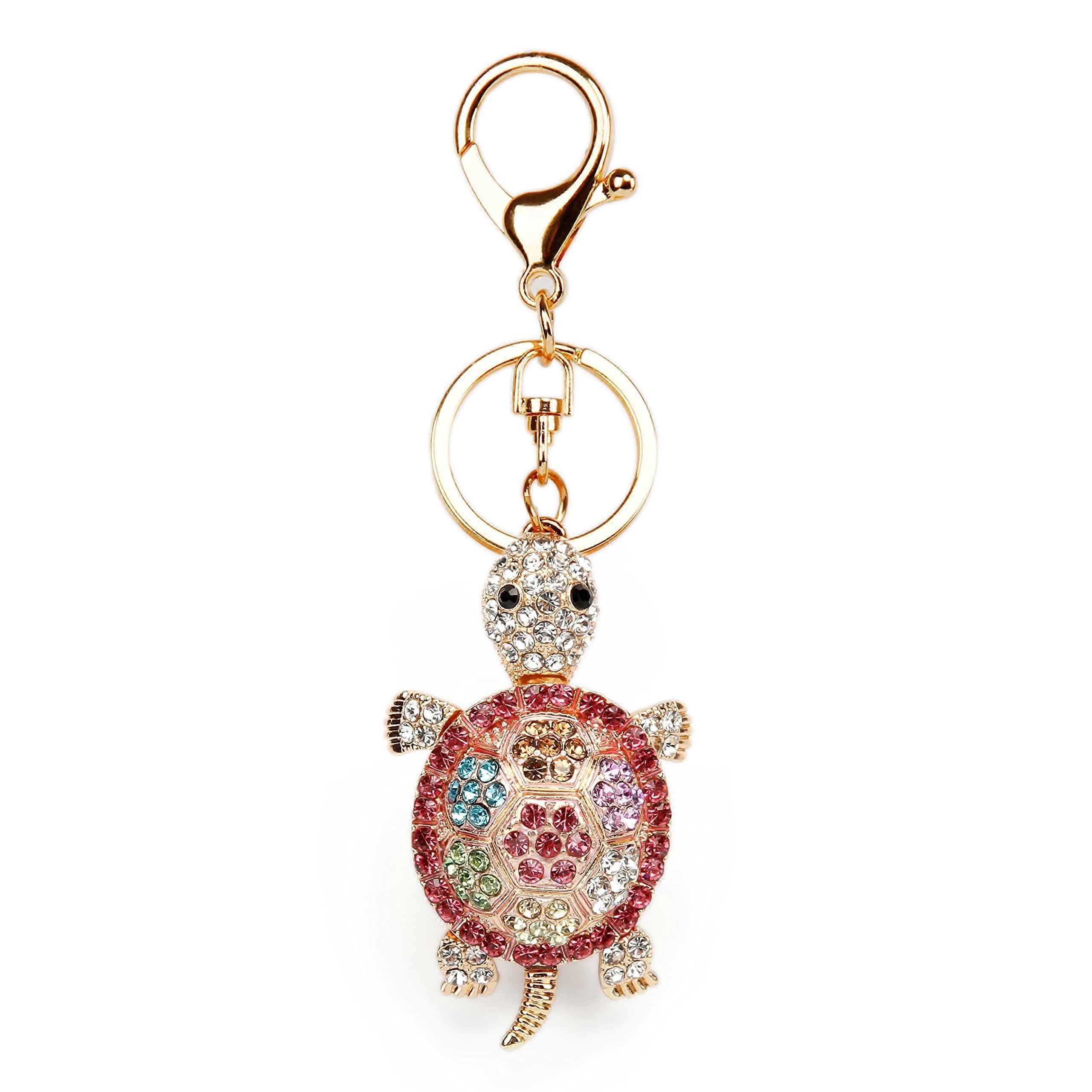 Good Lucky Turtle Color Opal Keychain with Artificial Diamond Coating for Women - Car and Bag Talisman Accessory