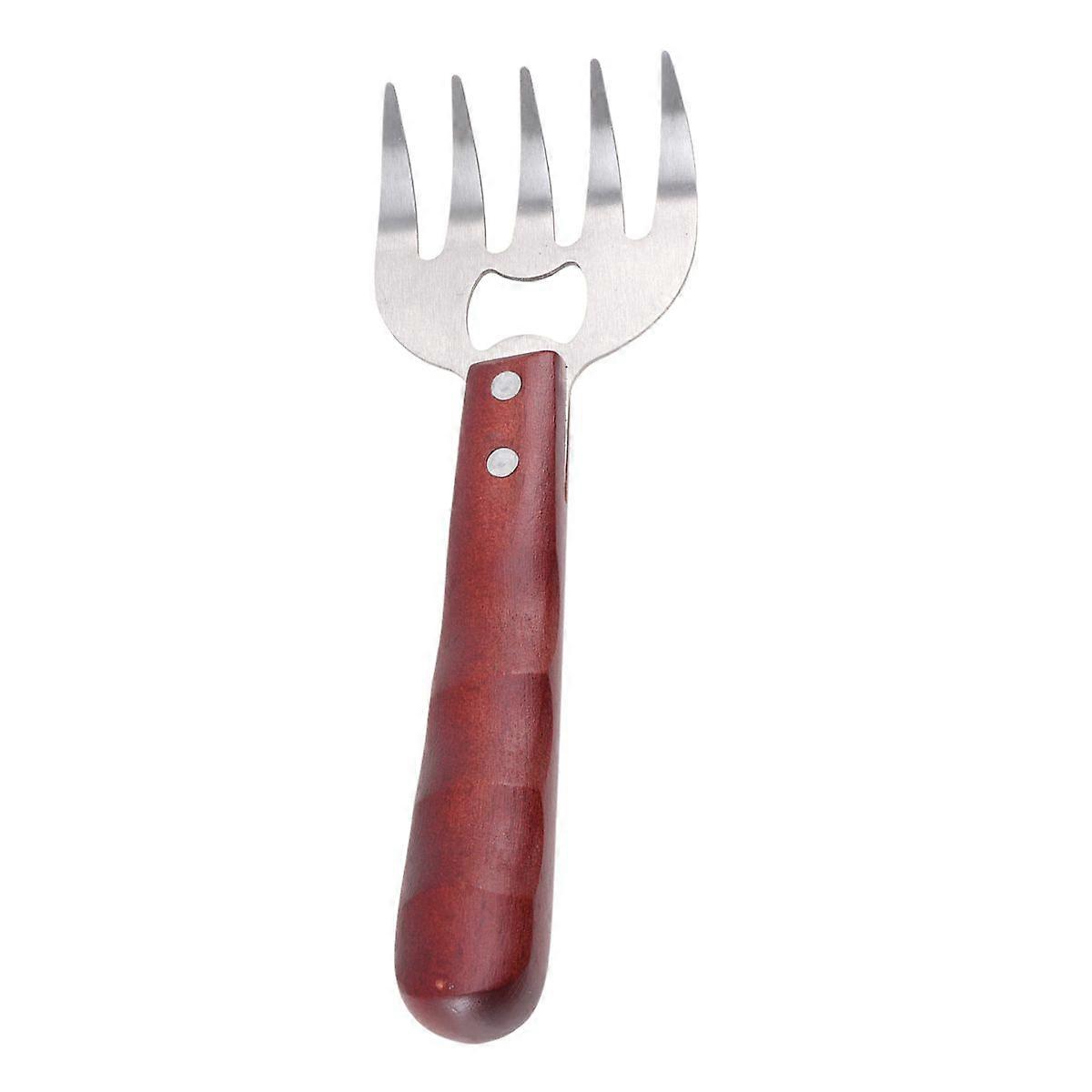 Stainless Steel Meat Shredder Claws Meat Shredding Fork Utensil BBQ Tool with Wooden Handle for Kithcen Buffet (Red)