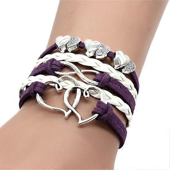 Bracelet Multiple Layer Anti-allergic Accessories Handmade Big Love Heart Pendant Braided Bracelet