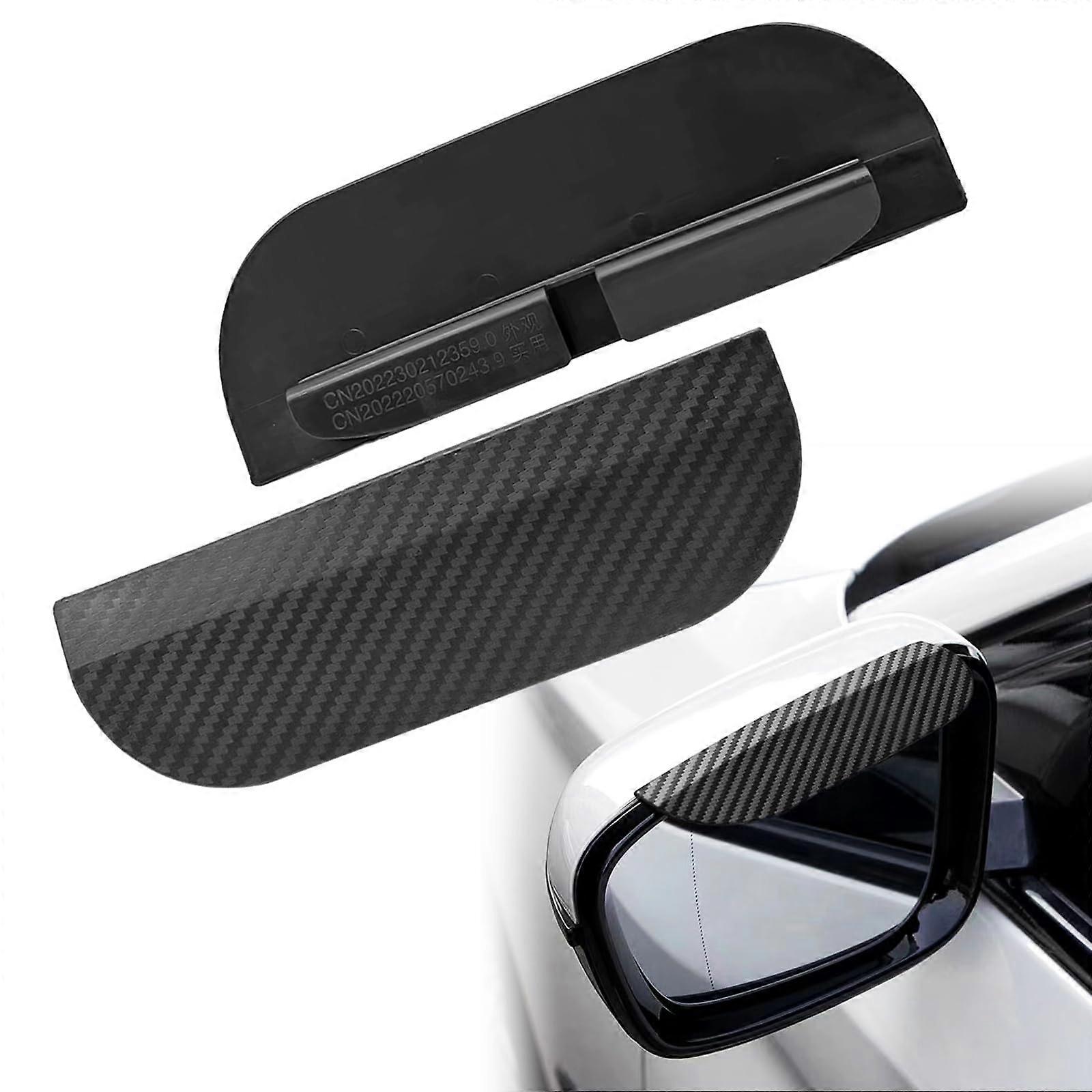 Universal Car Rearview Mirror Rain Guard - Waterproof Carbon Fiber Protector for Most Vehicles (Black)