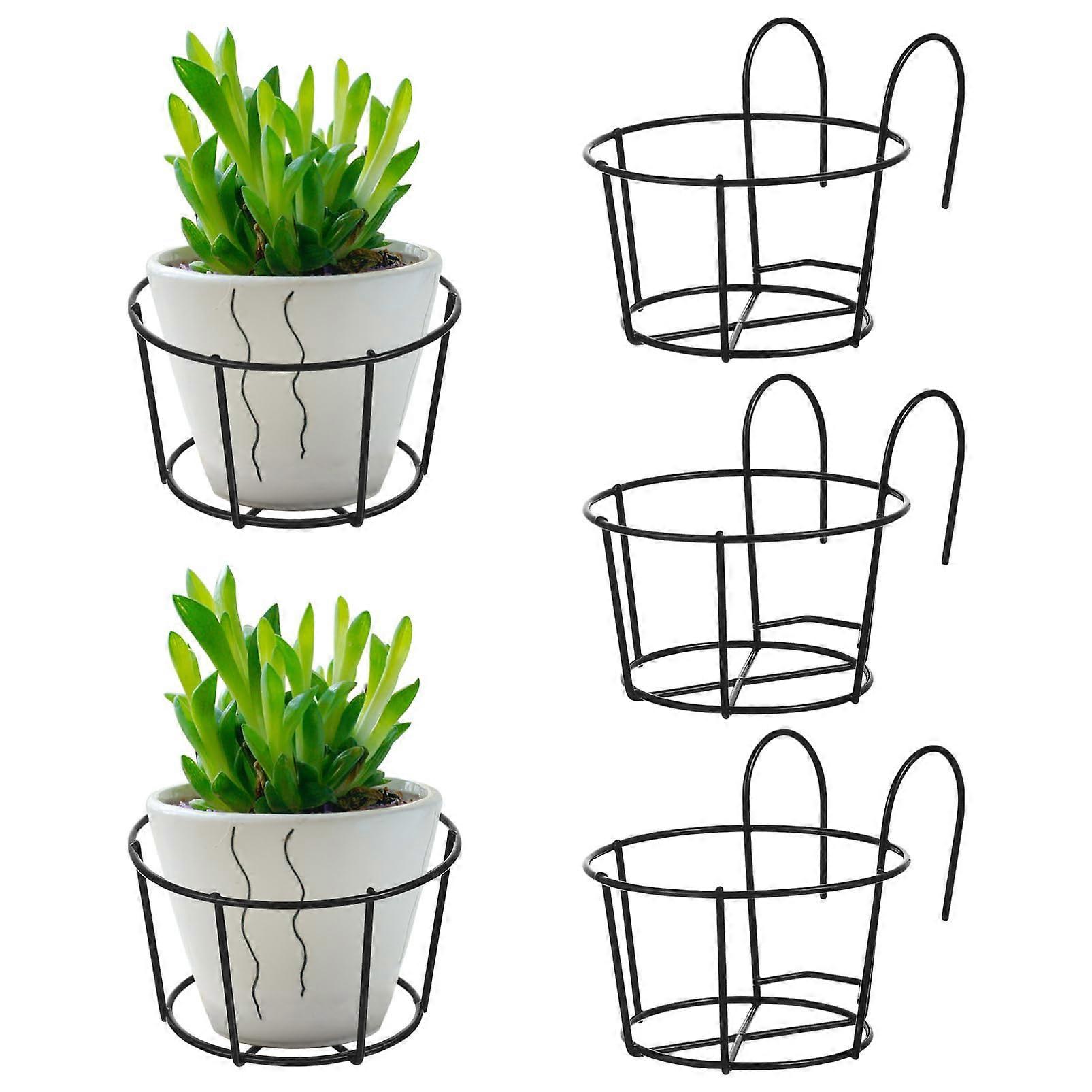Iron hanging flower pot holder for balcony and garden, lightweight and portable