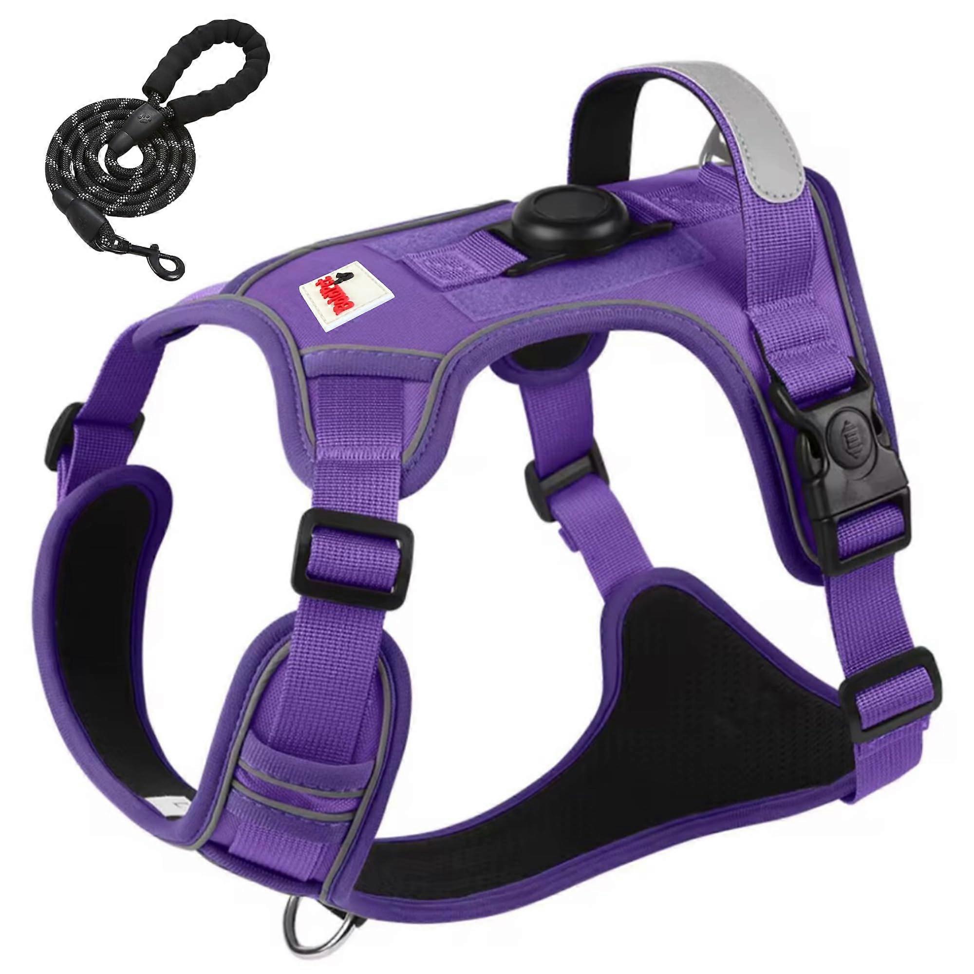 Dog Harness with Airtag Holder and Leash Set, Premium Oxford Material, Breathable, Adjustable Size for Small to Large Dogs