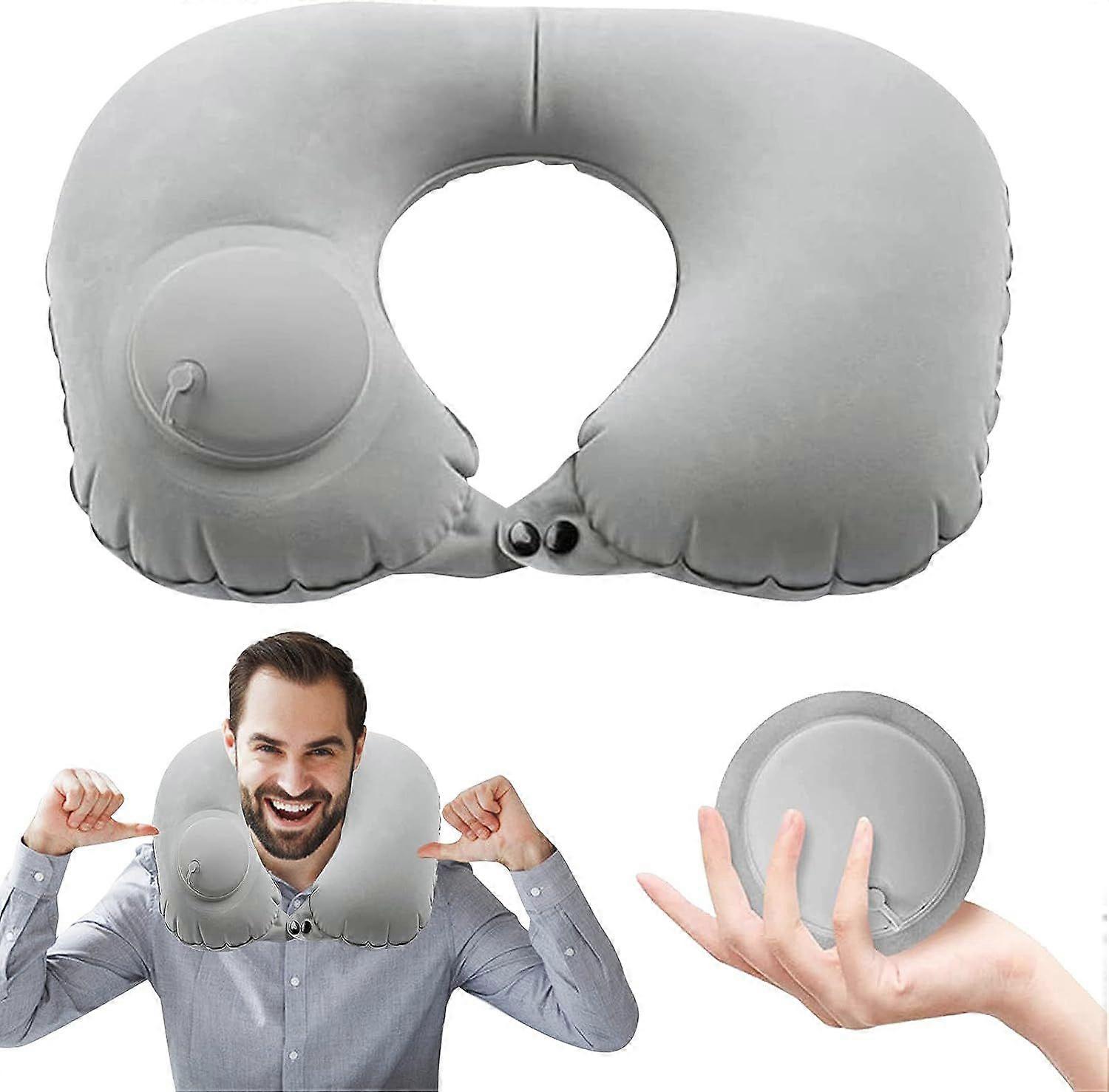 Inflatable Neck Pillow,Light Gray,Travel Neck Pillow,Inflatable Travel Cushion,Portable U Neck Pillow,Inflatable Cushion Travel Pillow,Inflatable Fold