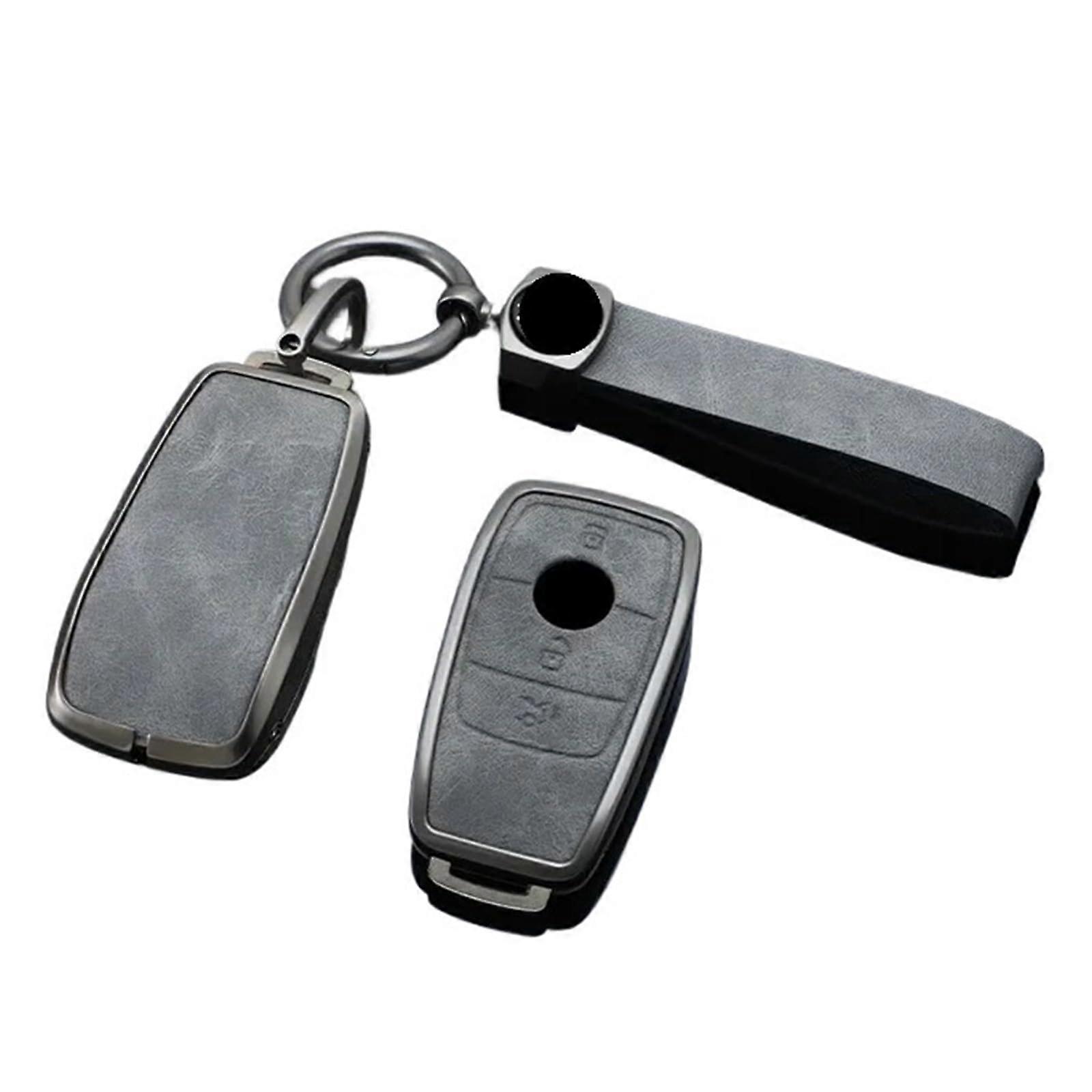 Zinc Alloy Car Key Case Cover Compatible for Benz E C S GLC Class E200 E400 E63 W213 S550 S560 C260 A200 Key Shell Protector(Grey Color suit2)
