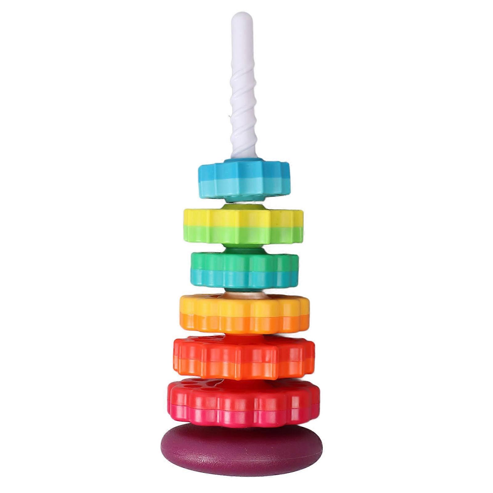 Spin Stack Toy Plastic Colorful Educational Wheel Spinning Stacking Toy For Infants Toddlers
