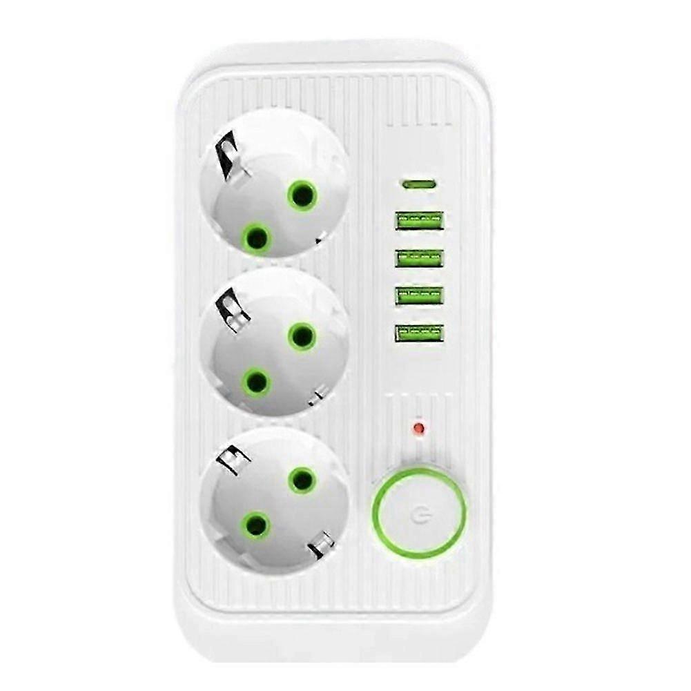 AC Outlets Multitap Power Strip USB&Type C Power Socket with 3 Meter Extension Cord EU Plug