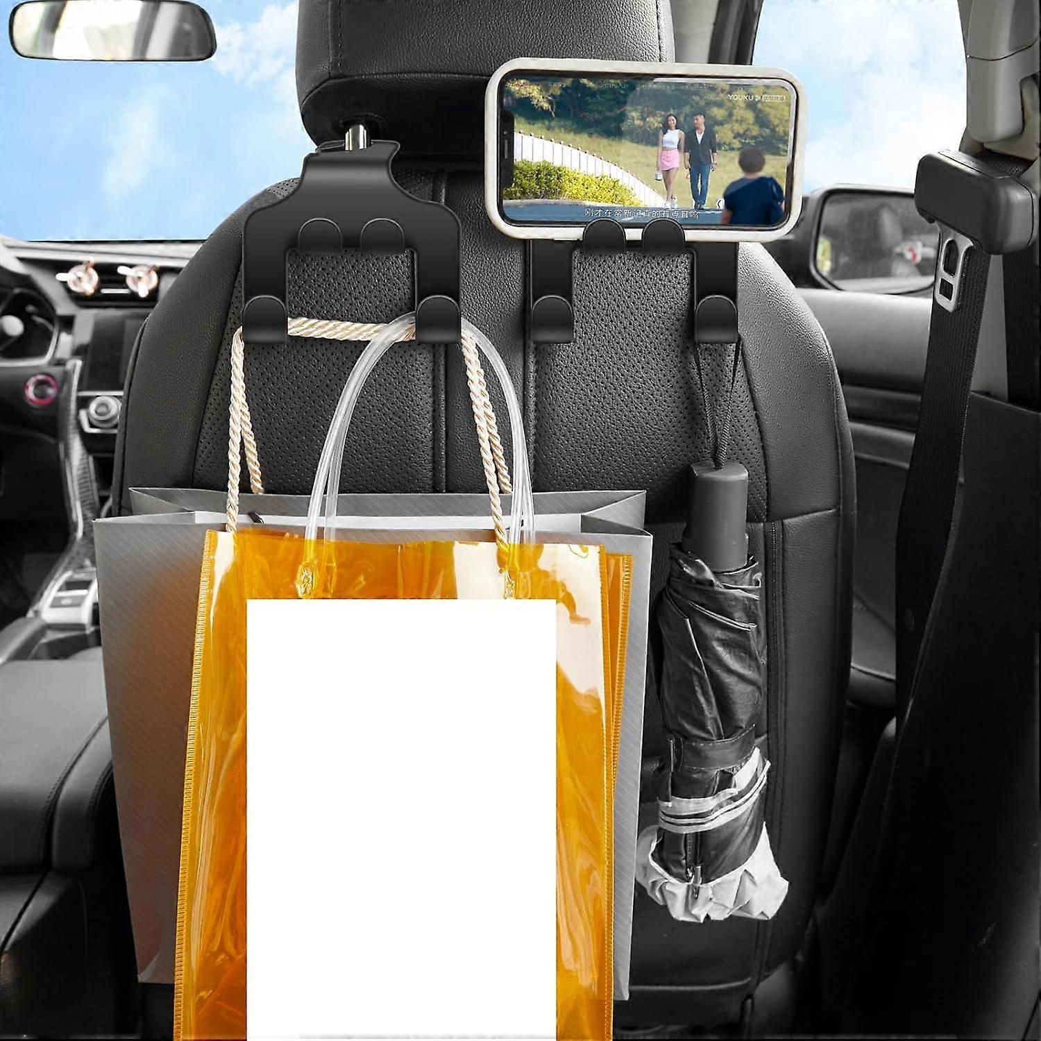 Car Headrest Hooks, 2PCS Leather Vehicle Hangers Handbag Coat Umbrellas, Multifunctional Automotive Hanging Storage Organizer Accessories, Universal Suv, Sedan, Truck (dark Gray) P 225563706