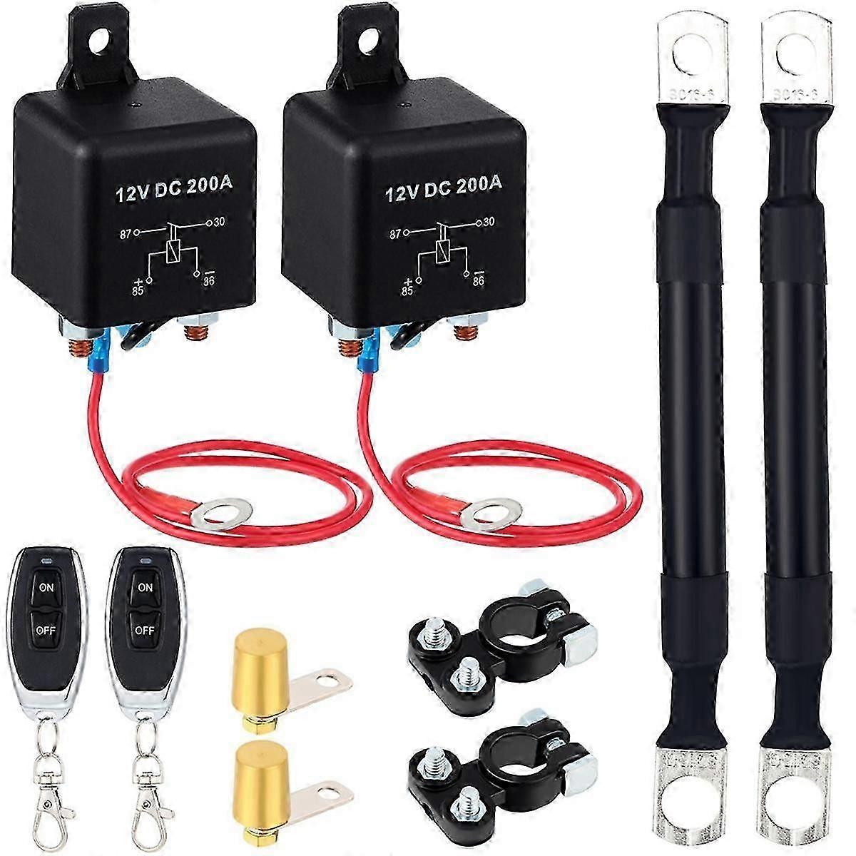 Remote Battery Disconnect Switch Kit 200A DC12V Top Post Negative Anti Theft Car Pause Switch Car B