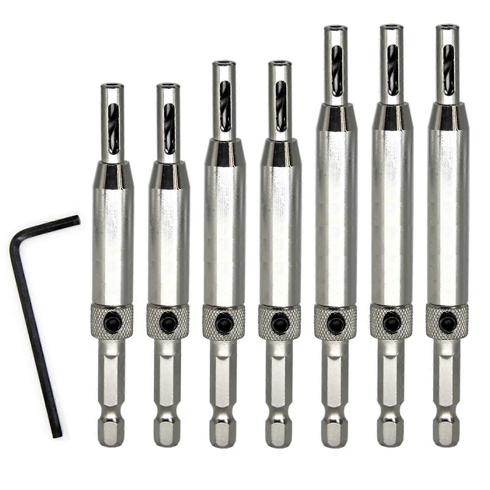 1/3/4/7Pcs HSS 1/4'' Hex Shank Self Centering Door Lock Hinge Drill Bit Hole Tool 5/64 7/64 9/64 11/64 13/64 1/4 Inch(7PCS)