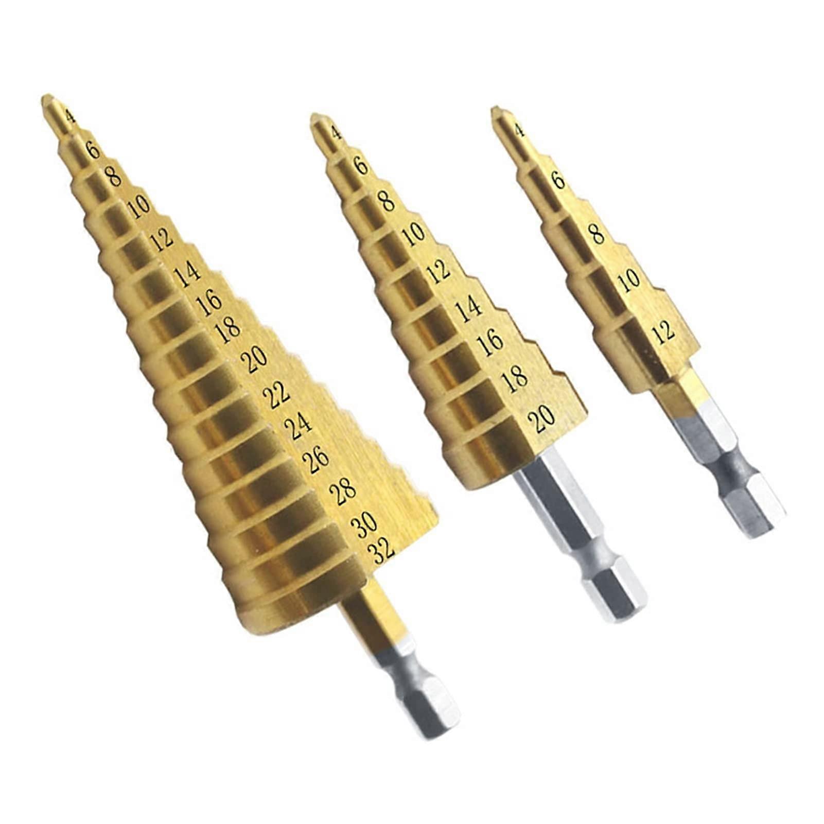 3 Pieces/Batch HSS Steel Big Step Cone Titanium Coated Metaldrill Bit Cutting Core Drill Bit Set Holeopener 412mm 420mm 432mm bit