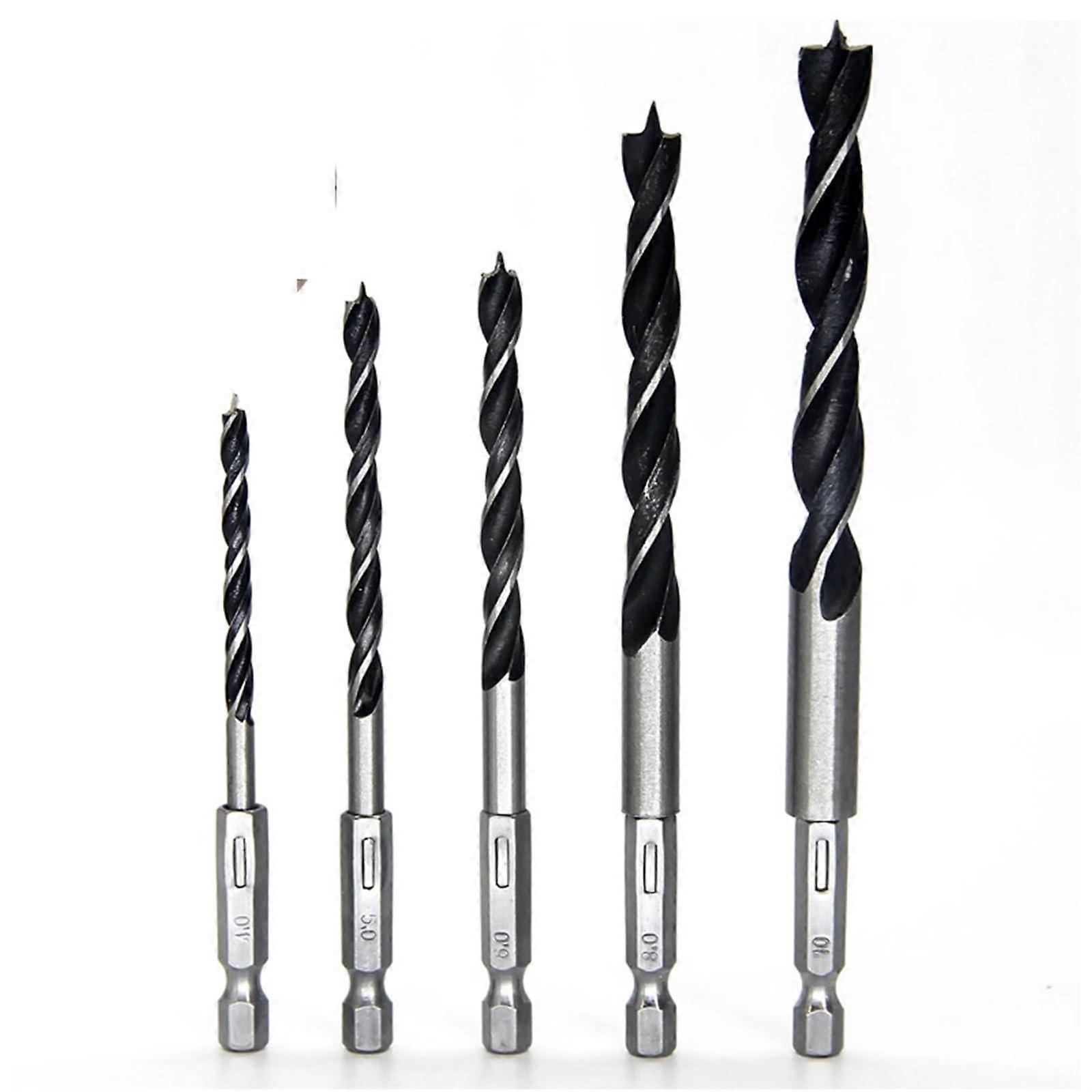 2/5Pcs Hexagonal Handle Three Point Woodworking Drill Metal Drill Kit Countersink for Wood and Metal Drilling 3/4/5/6/7/8/10mm(2PCS 8mm01)
