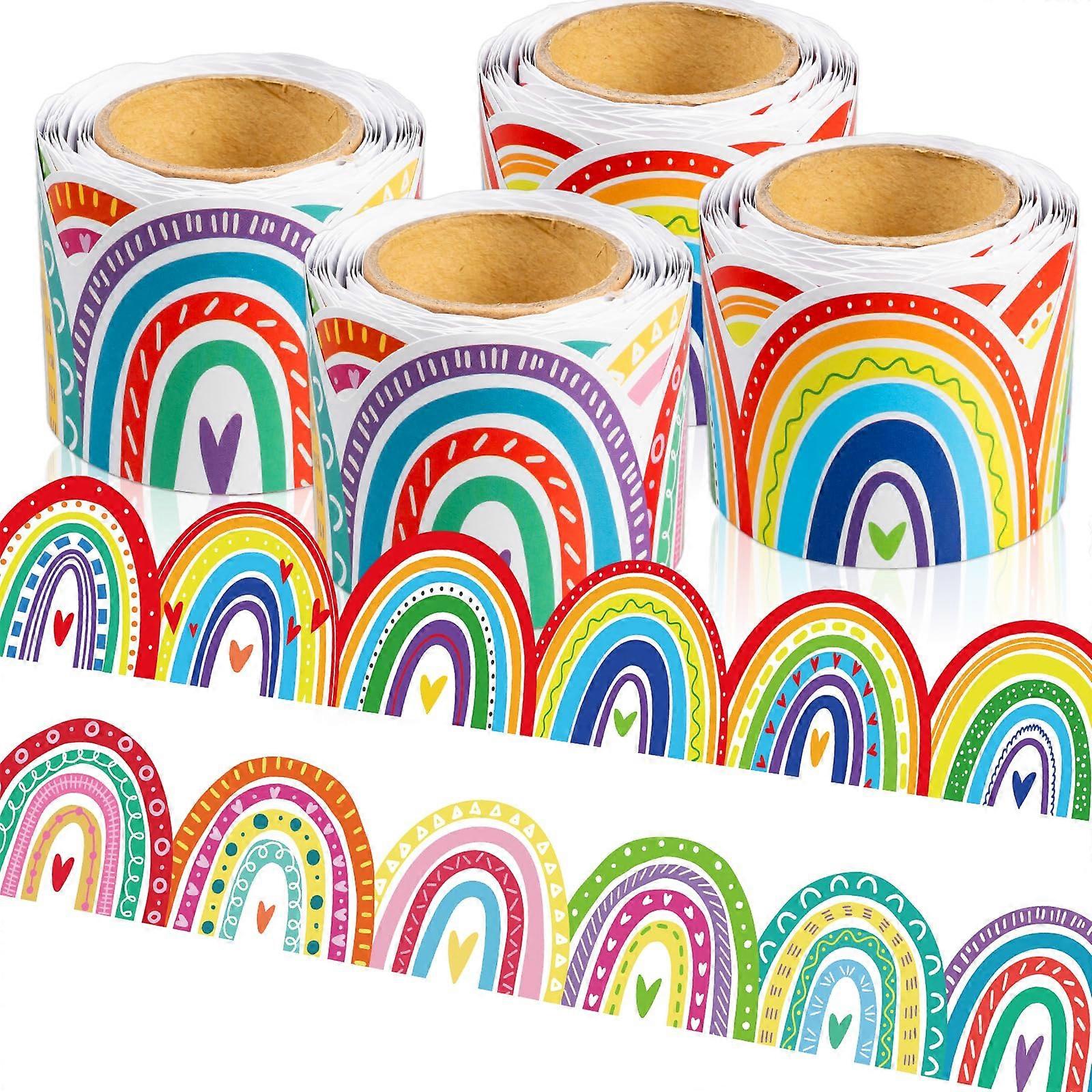 Rainbow Coated Classroom Rolled Border Trim for Chalkboard Decor