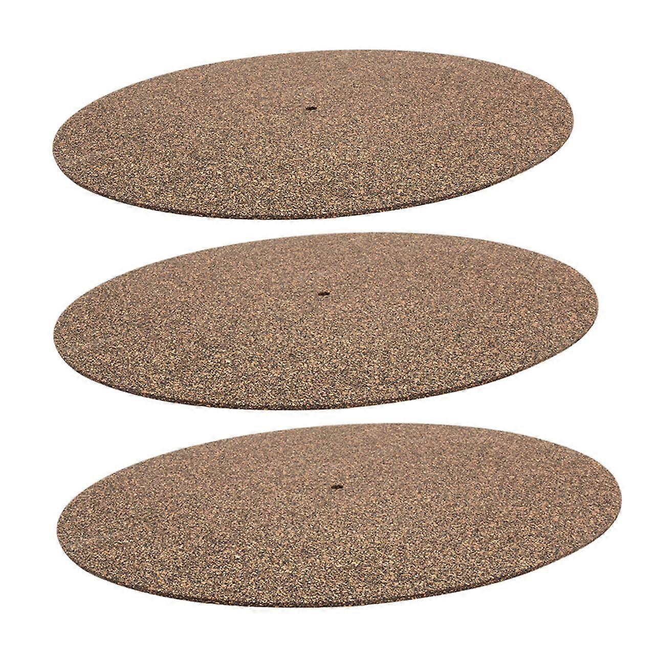 Turntable Platter Mat 3pcs Cork Record Player Mat Antistatic Slipmat for Turntable Shock Absorption Record Pad